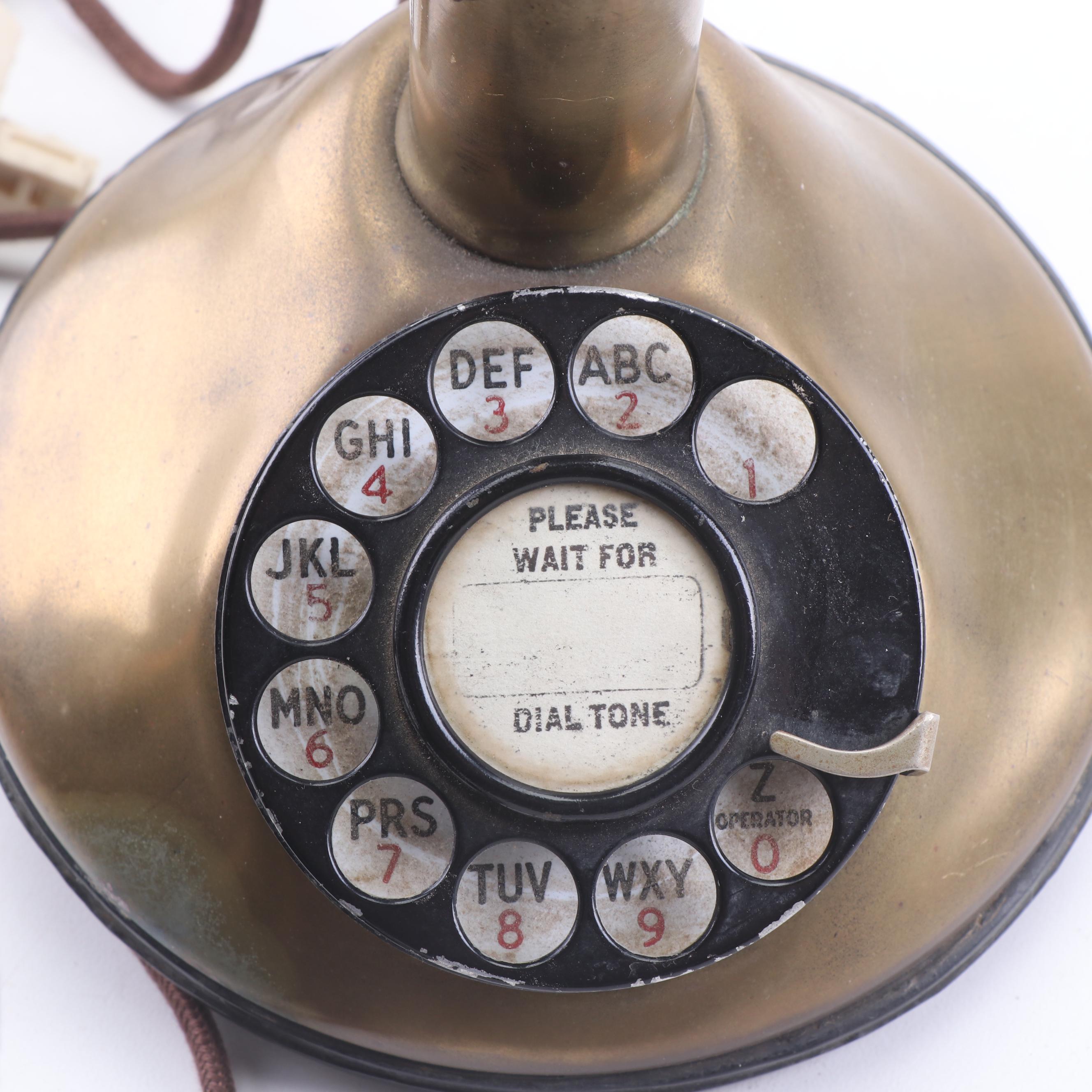 Western Electric Brass Candlestick Telephone with Extension Mount EBTH