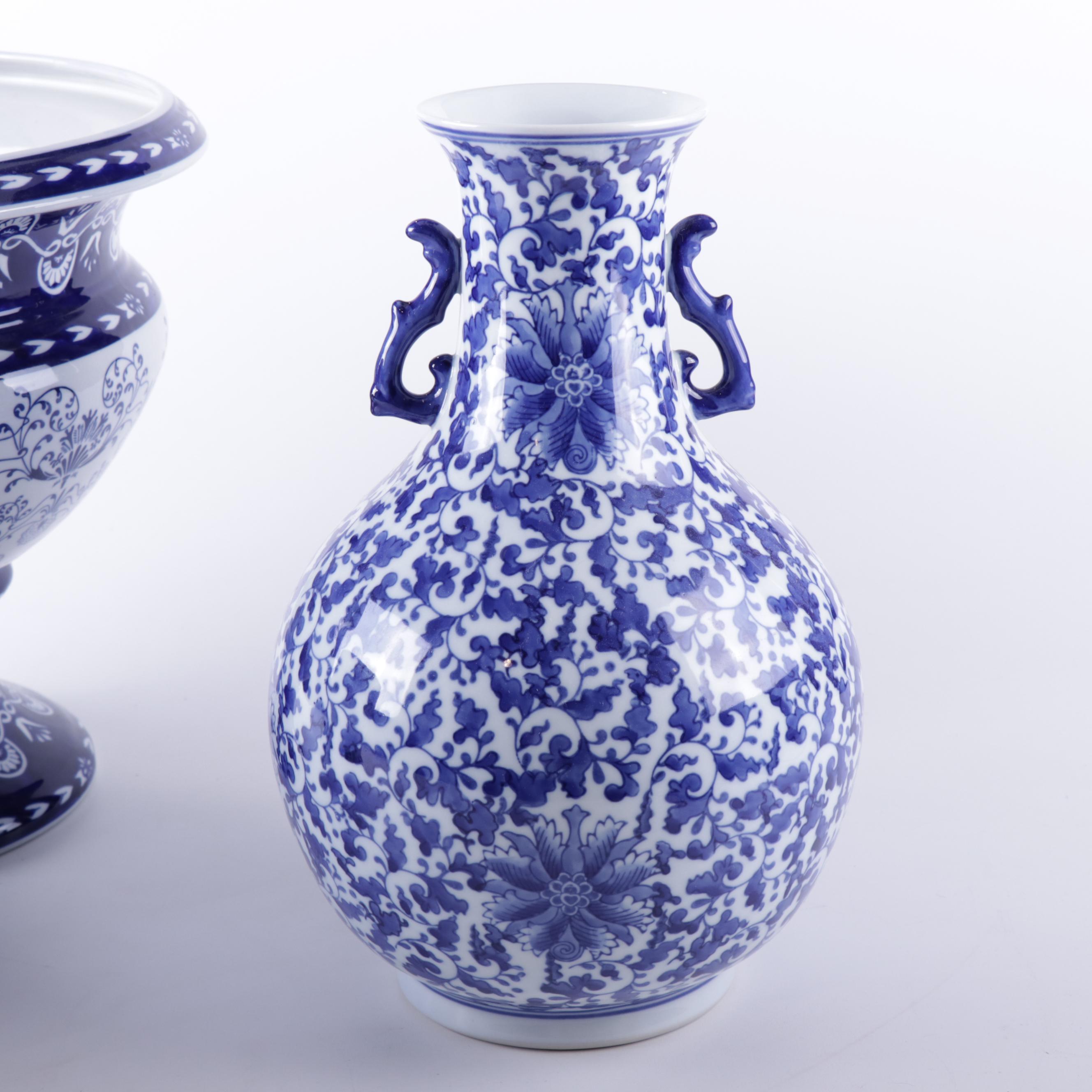 Bombay Blue and White Planters and Vase EBTH