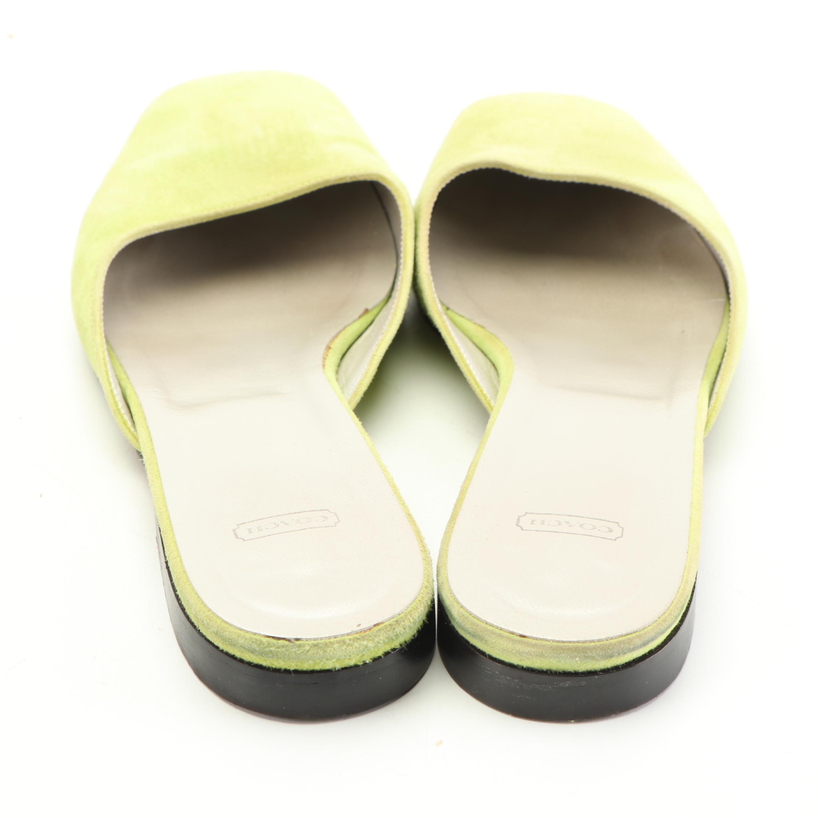 Coach Lime Green Suede Mules EBTH