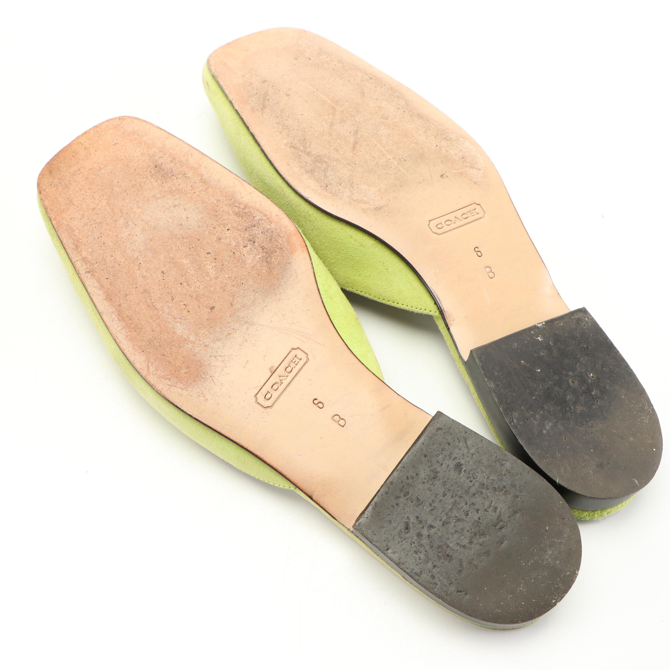 green flat mules