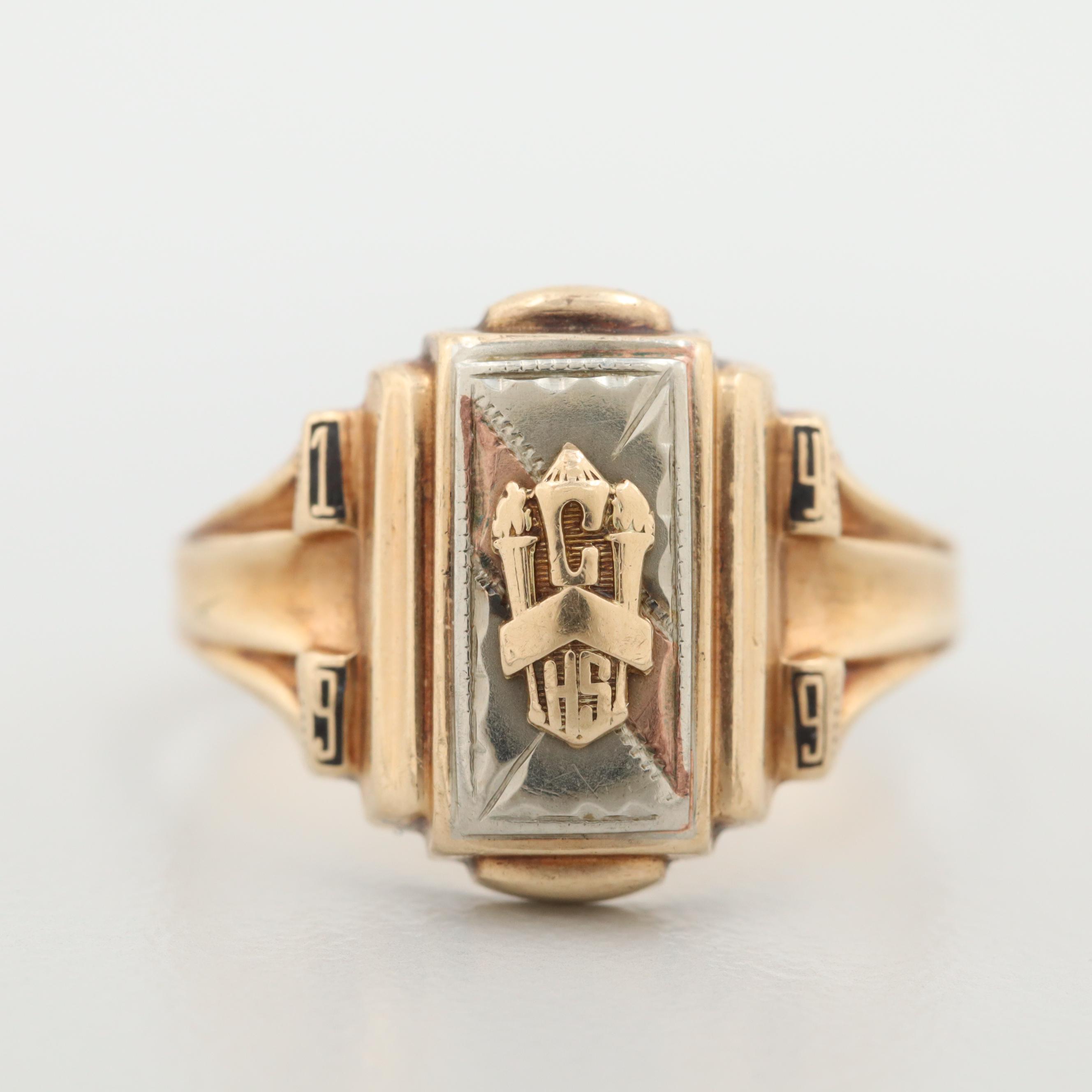 Vintage 10K Yellow Gold Enamel Class Ring EBTH