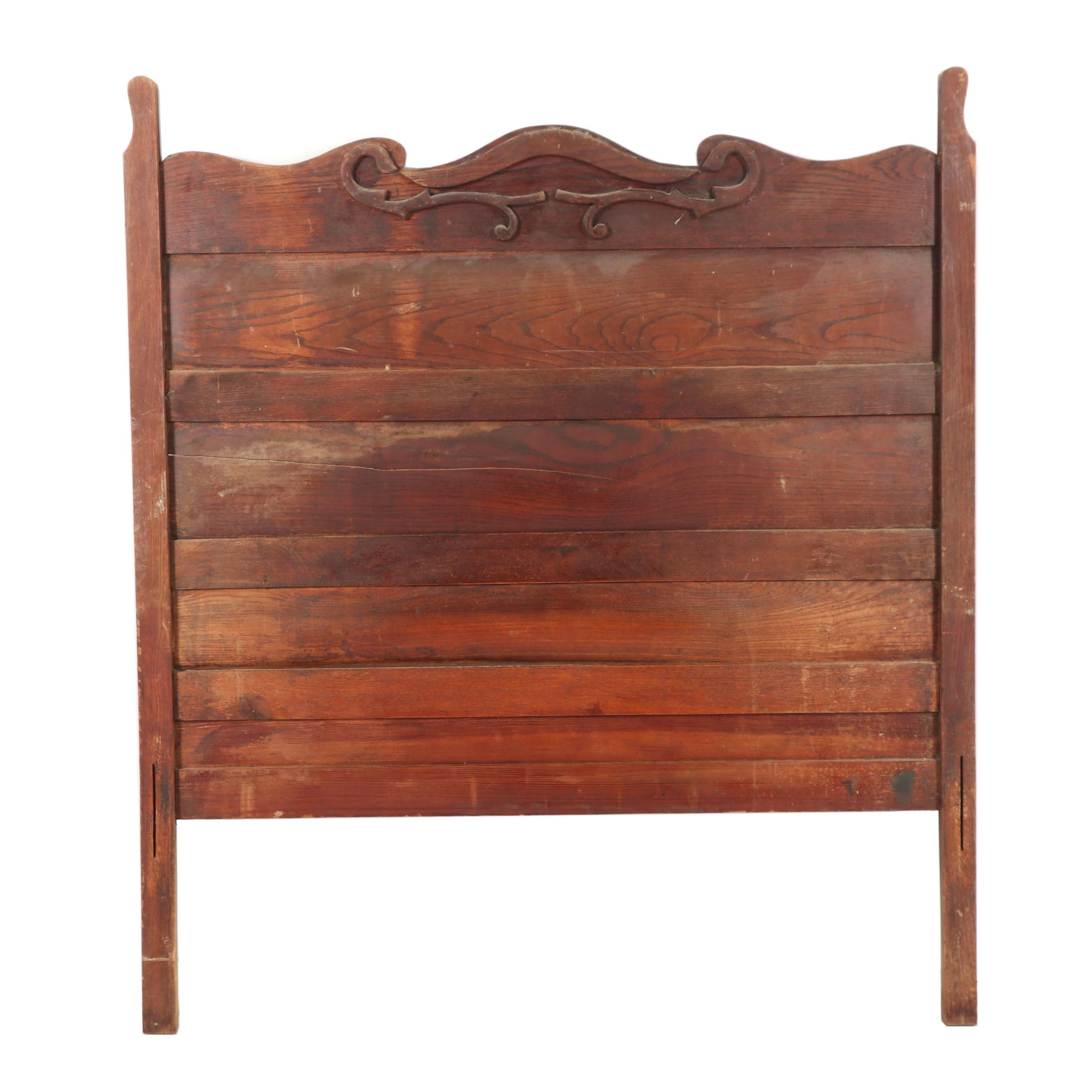 Late Victorian Chestnut Headboard, Circa 1900 EBTH