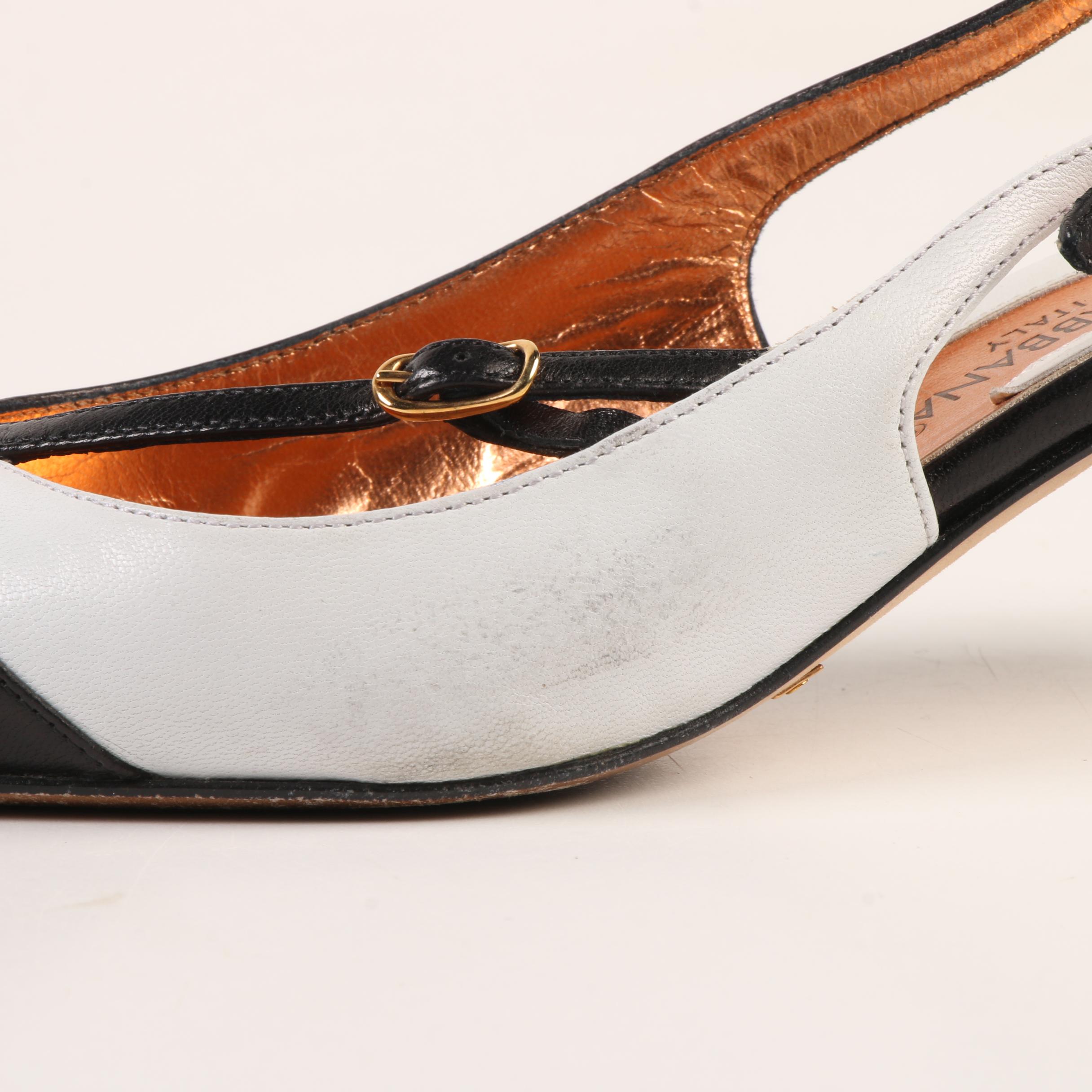 Dolce & Gabbana Kitten Heel Slingbacks in Asymmetrical Black and White