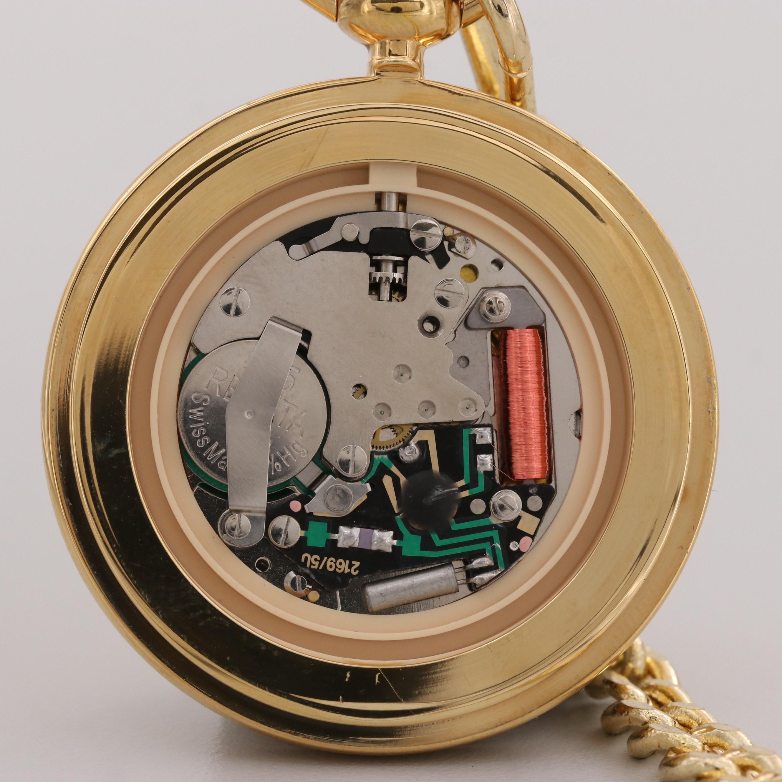 Majesti Gold Tone Quartz Open Face Pocket Watch With Fob Chain EBTH