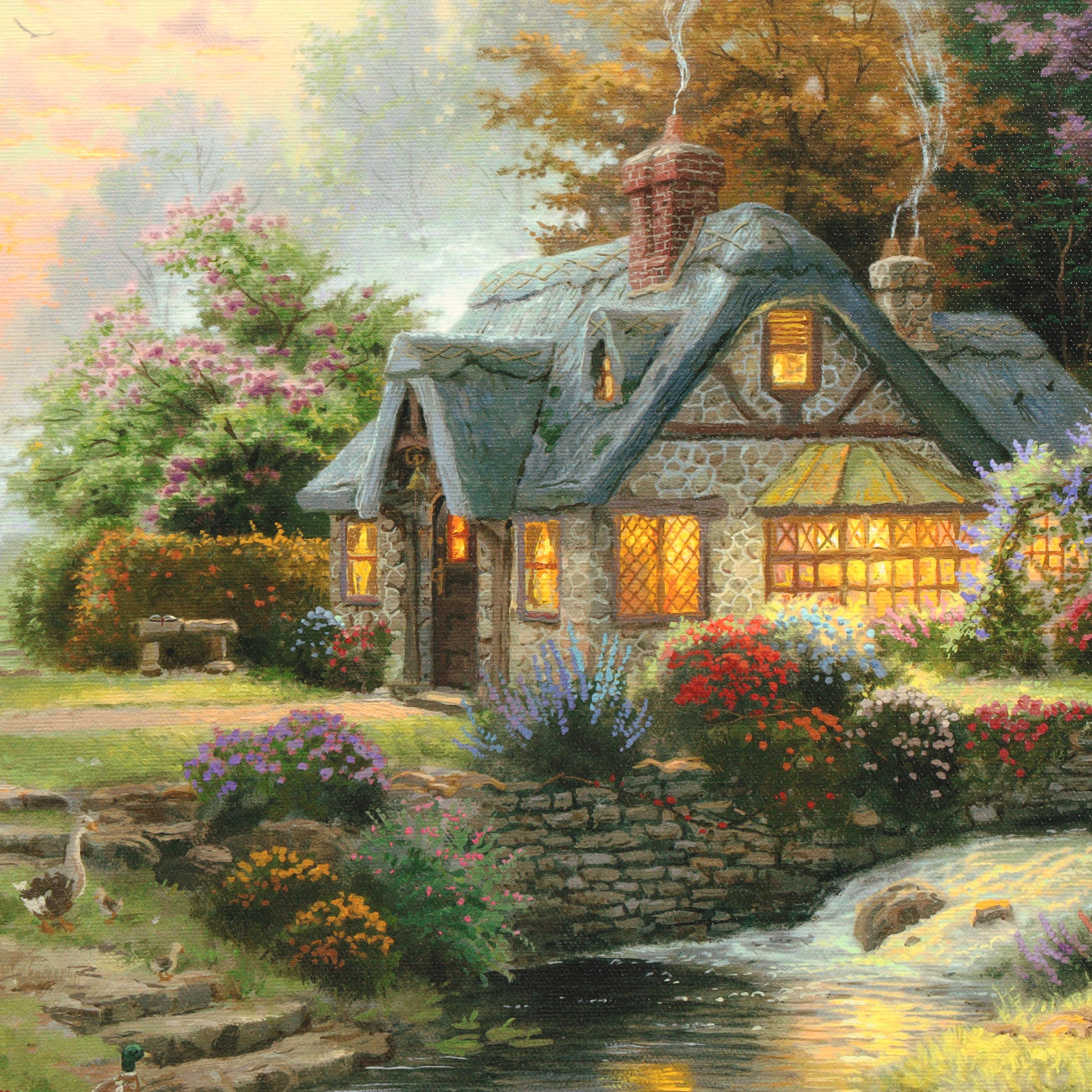 Giclee Print after Thomas Kinkade of Cabin in Wooded ...