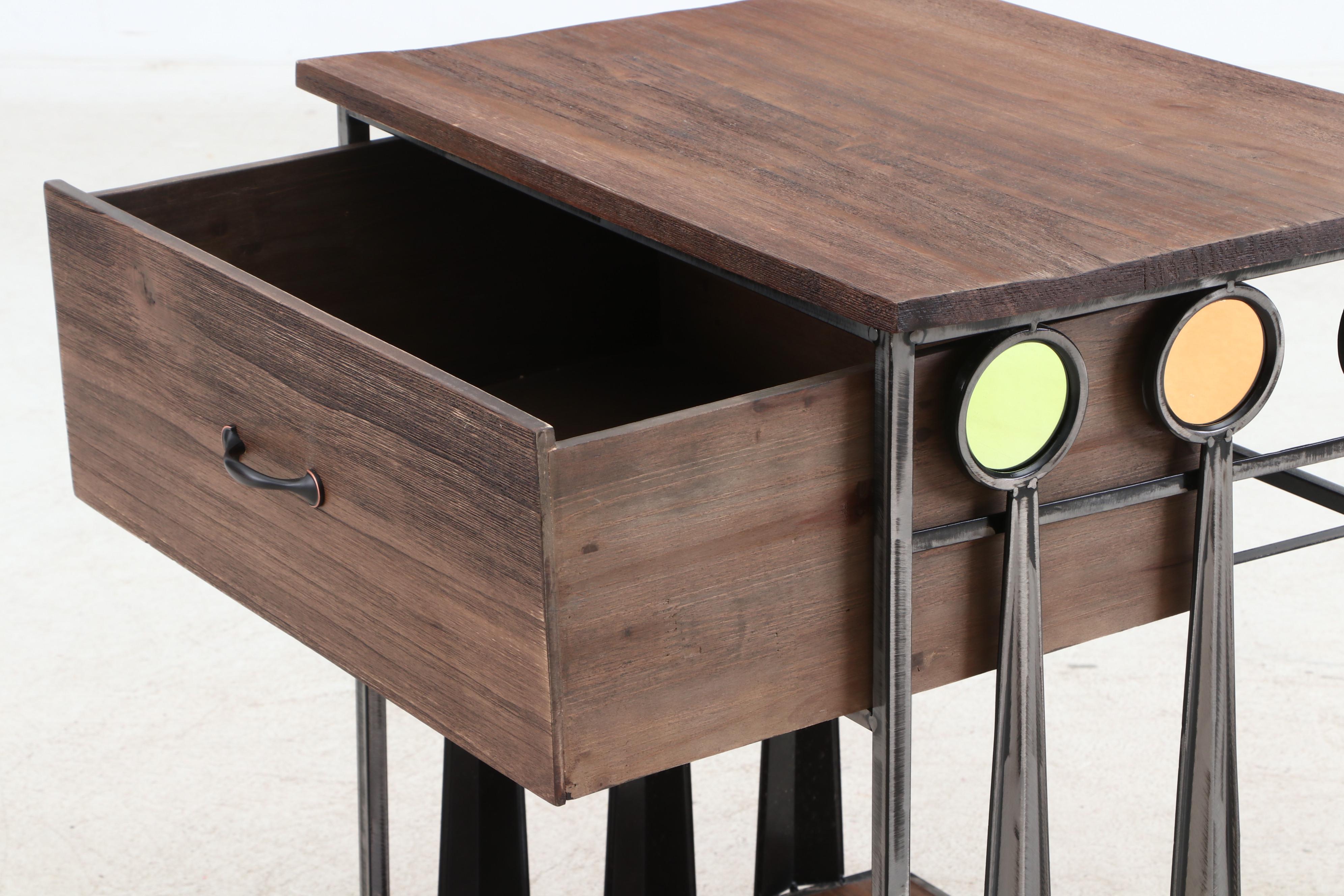 Contemporary Distressed Wood Accent Table EBTH