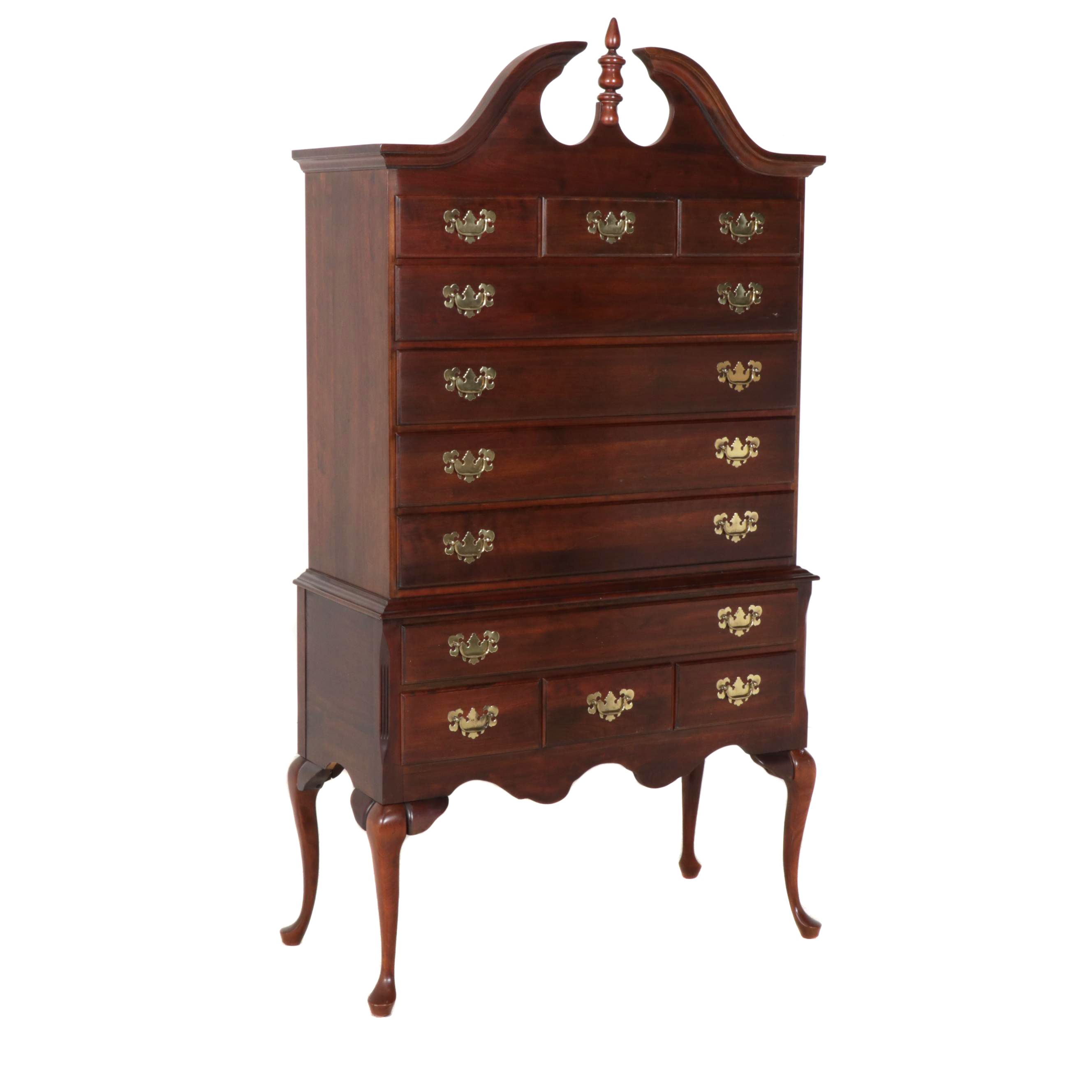 Queen Anne Style Mahogany Highboy Dresser Ebth