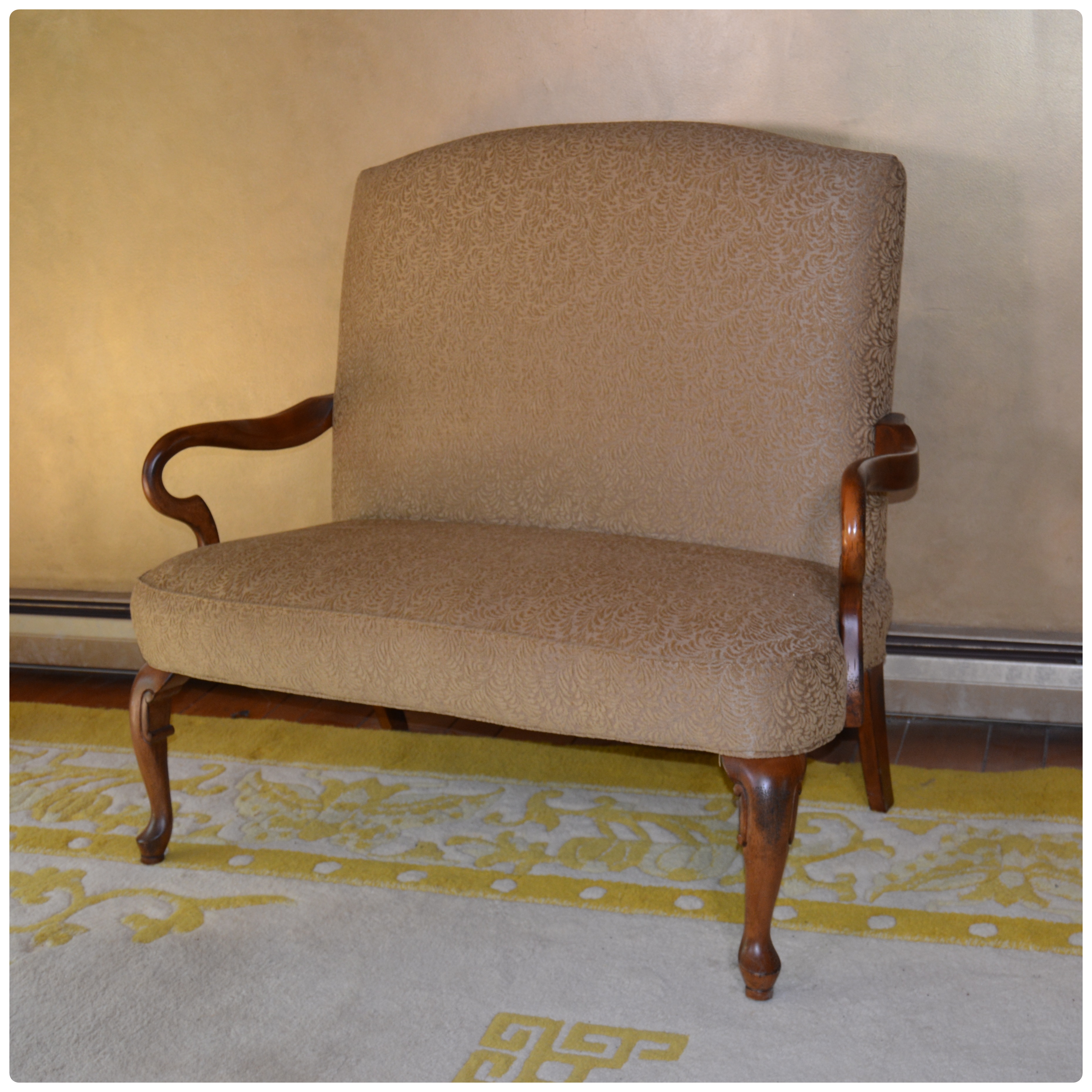 Upholstered Best Chairs, Inc Federal Style Wooden Settee, 20th Century