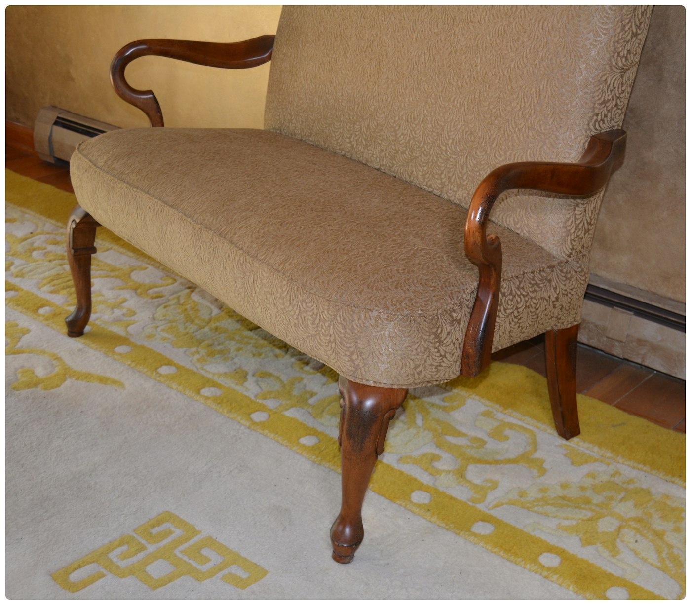 Upholstered Best Chairs, Inc Federal Style Wooden Settee, 20th Century