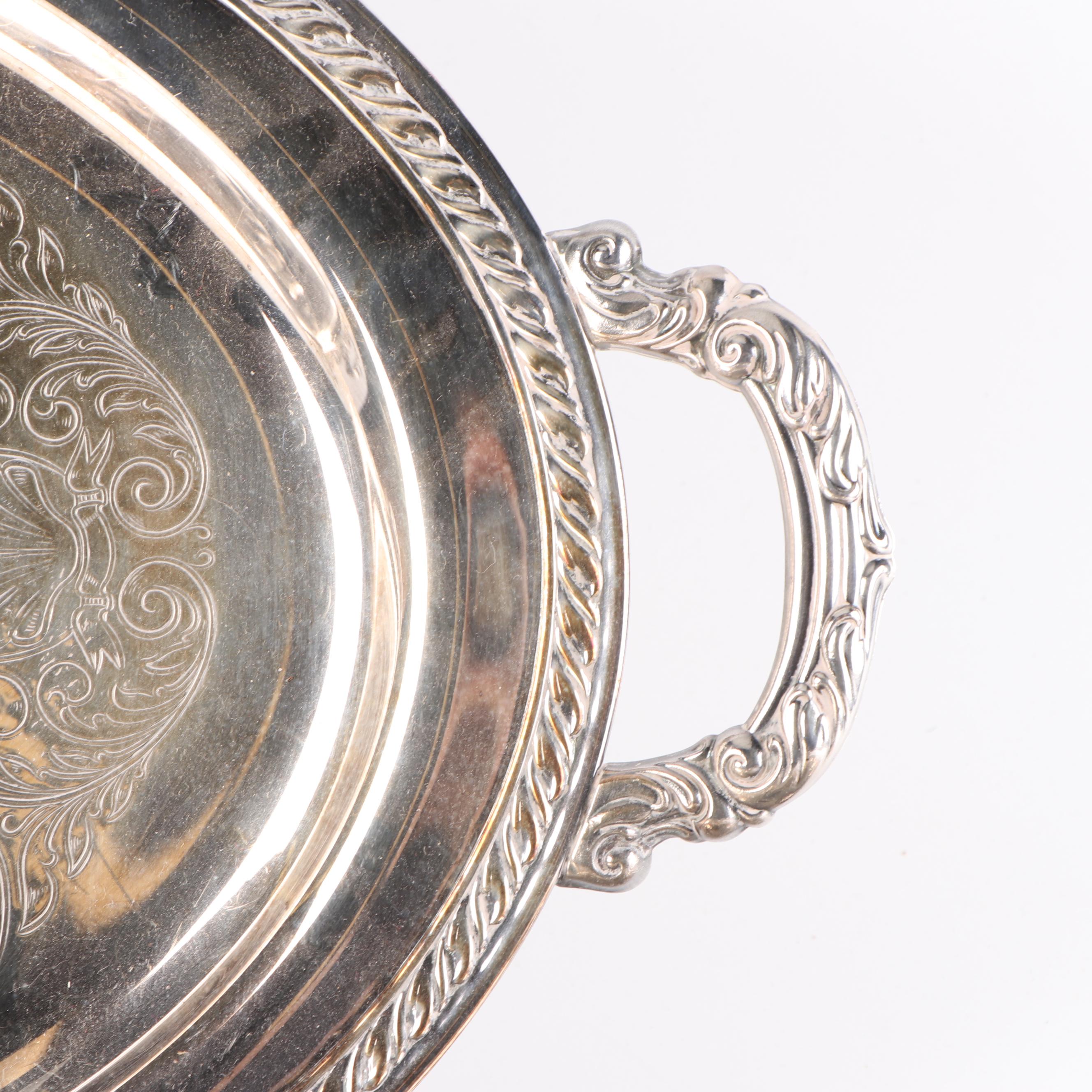 Vintage Silver Plated Serving Trays Featuring Wallace "Chippendale" EBTH