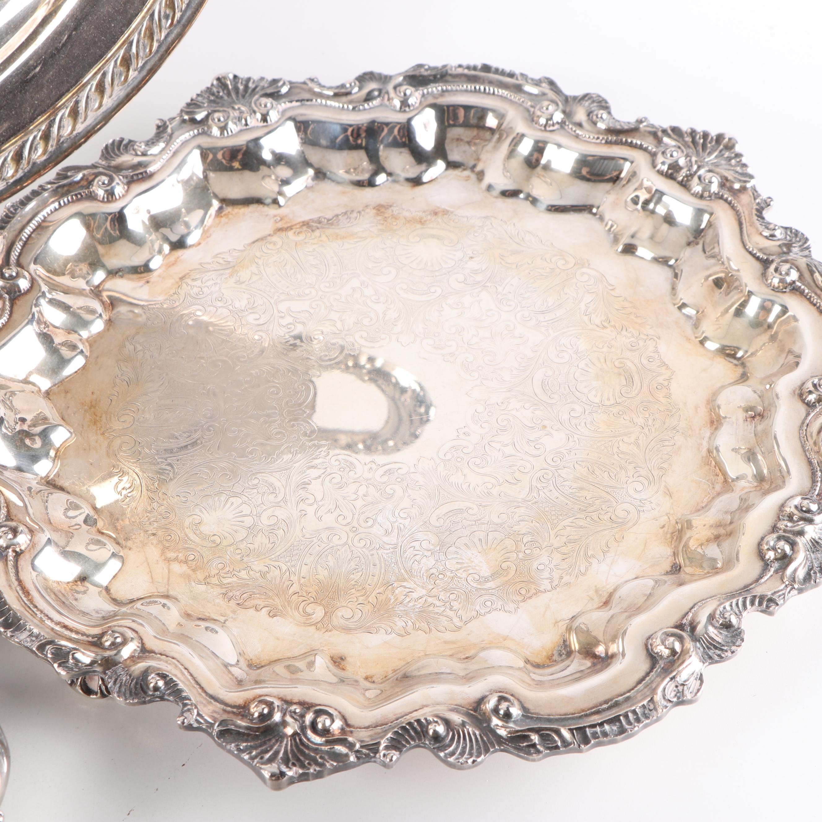 Vintage Silver Plated Serving Trays Featuring Wallace "Chippendale" EBTH