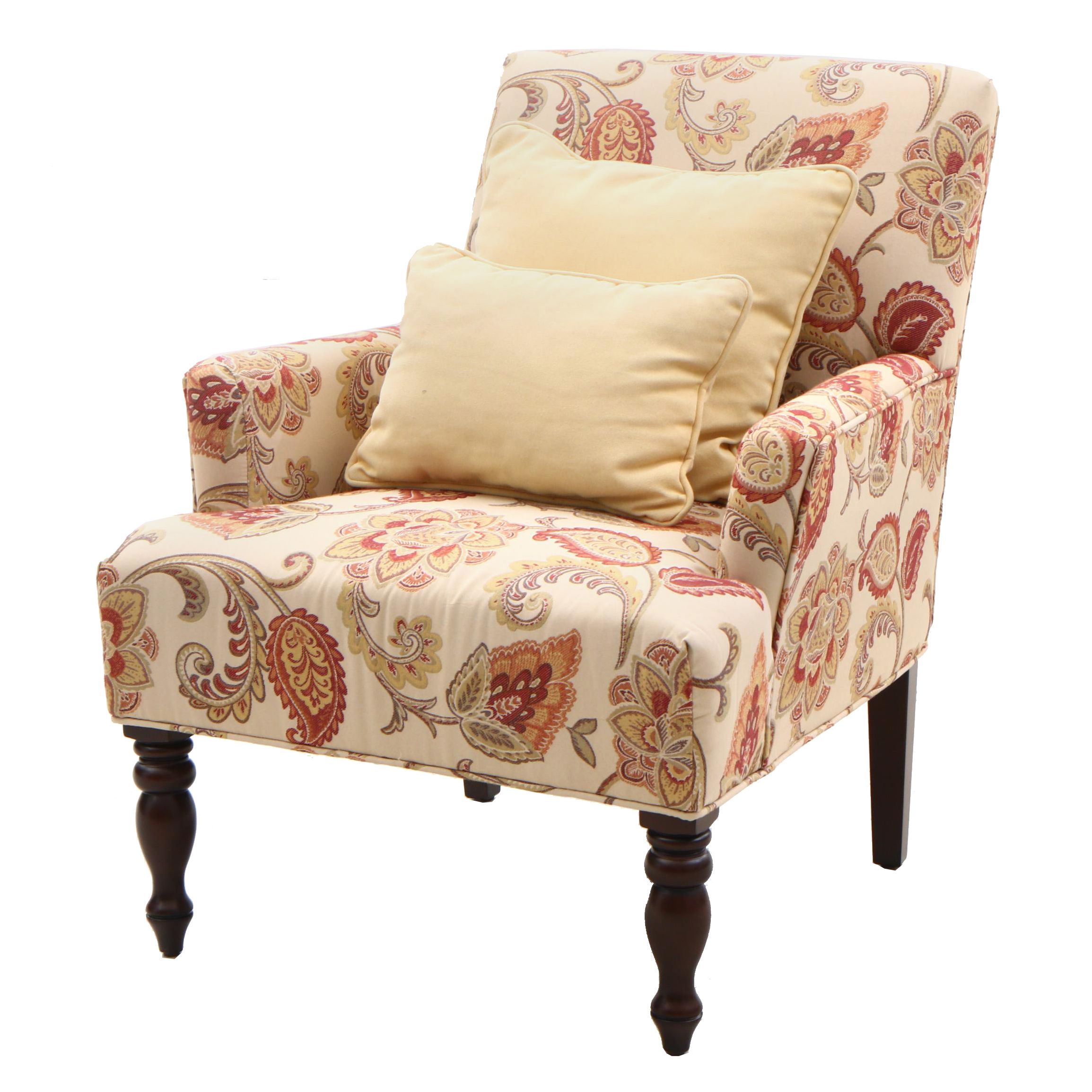 Contemporary Pier 1 Upholstered Arm Chair With Accent