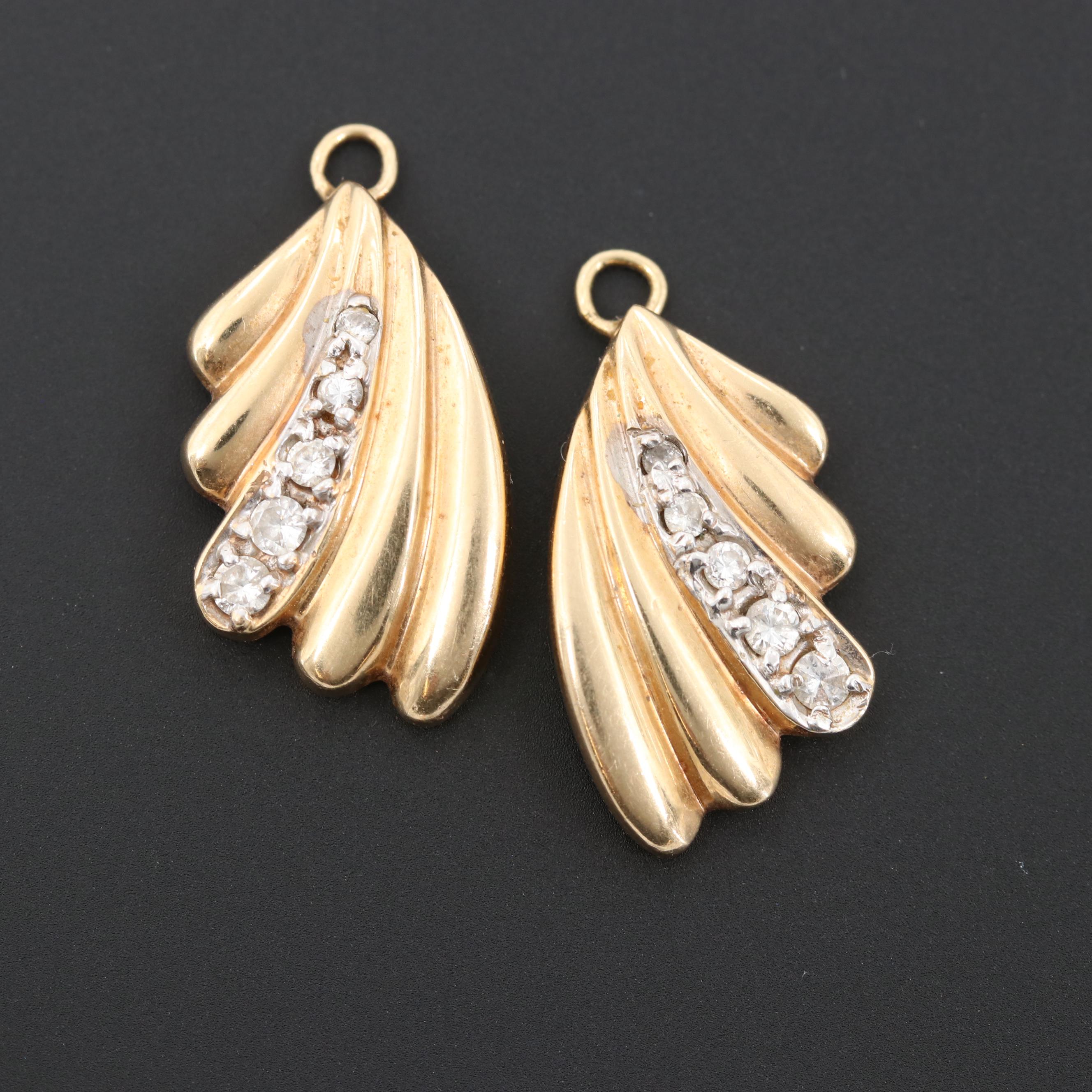 14K Yellow Gold Diamond Earring Jackets EBTH