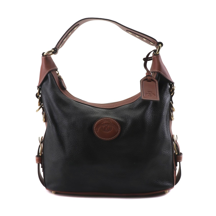 Ghurka Original Collection Pebbled Black and Brown Leather Shoulder Bag | EBTH