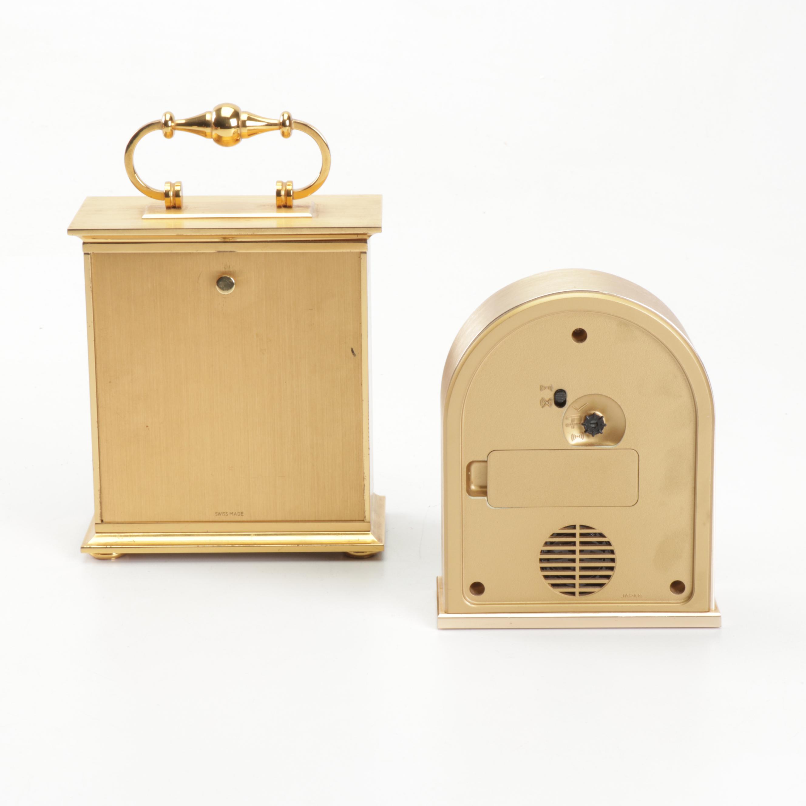 Contemporary Hamilton Swiss Made Carriage Clock and Seiko Chime Alarm Clock EBTH