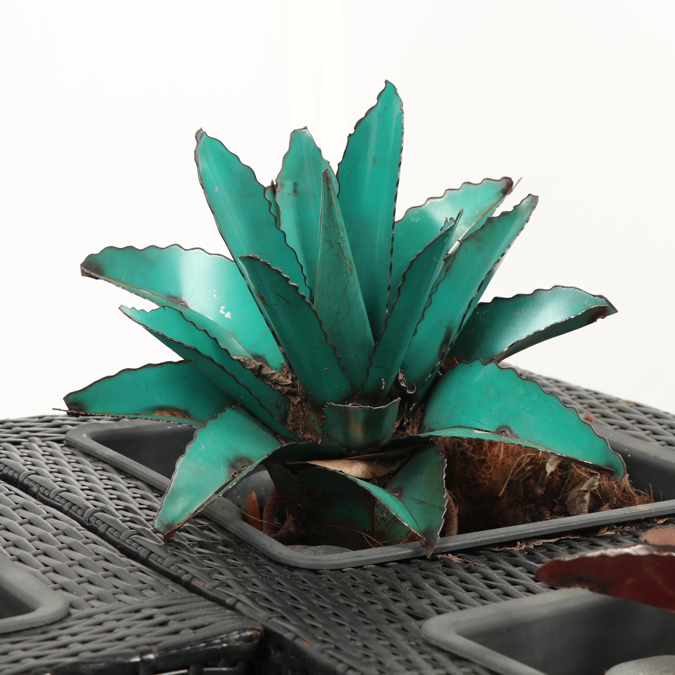Contemporary Metal Agave Plants with Woven Planters EBTH