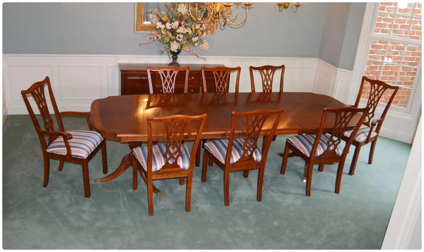 Ethan Allen Carolyn Double Pedestal Mahogany Dining Room Ethan Allen Carolyn Double Pedestal Mahogany Dining Room
