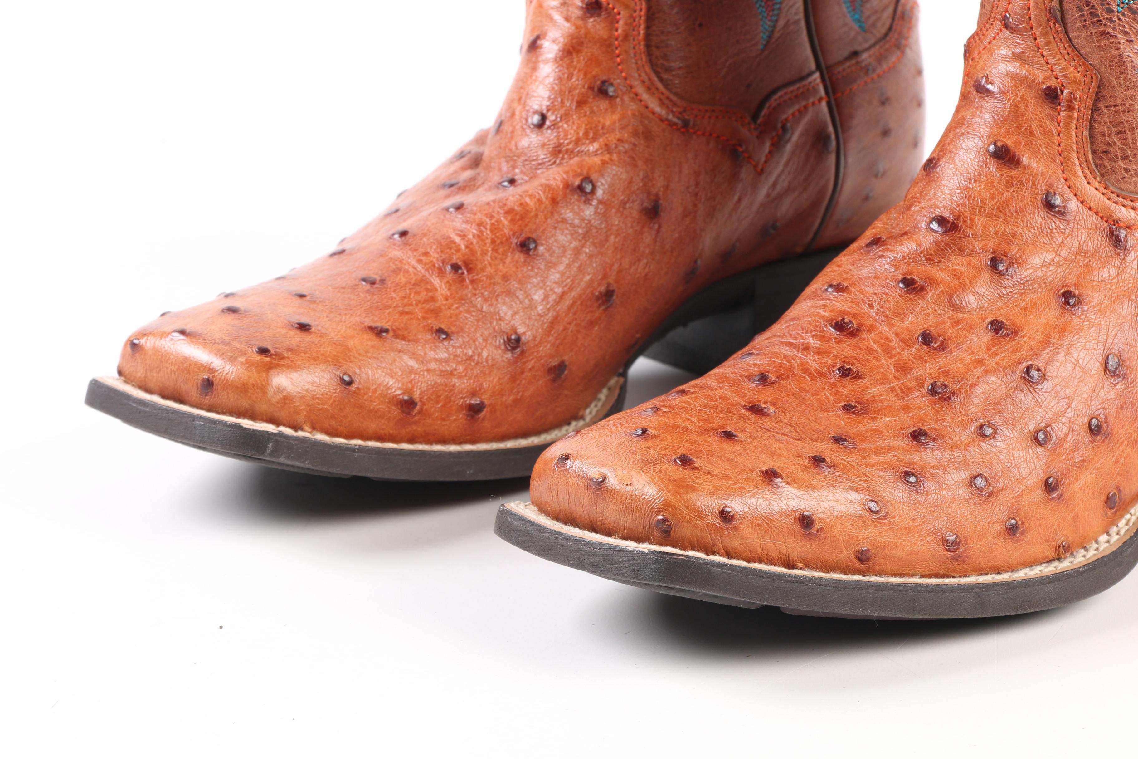 Women's Ariat Tombstone Full Quill Ostrich Skin Square Toe Western