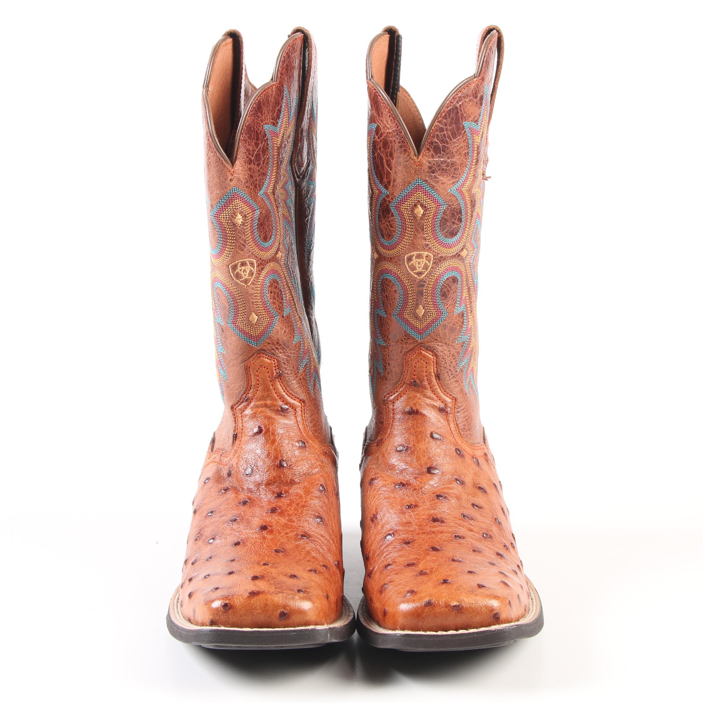 Women's Ariat Tombstone Full Quill Ostrich Skin Square Toe Western