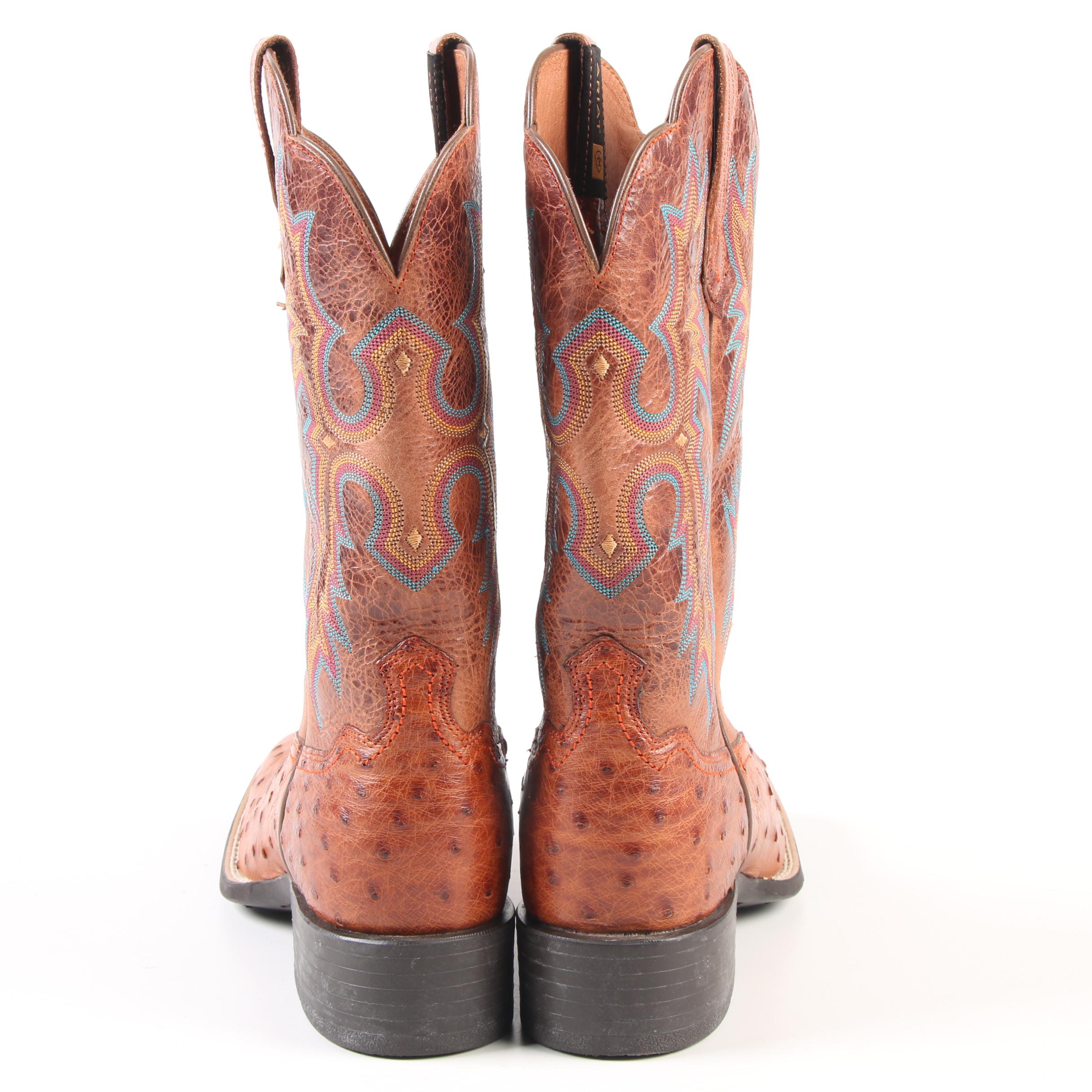 Women's Ariat Tombstone Full Quill Ostrich Skin Square Toe Western