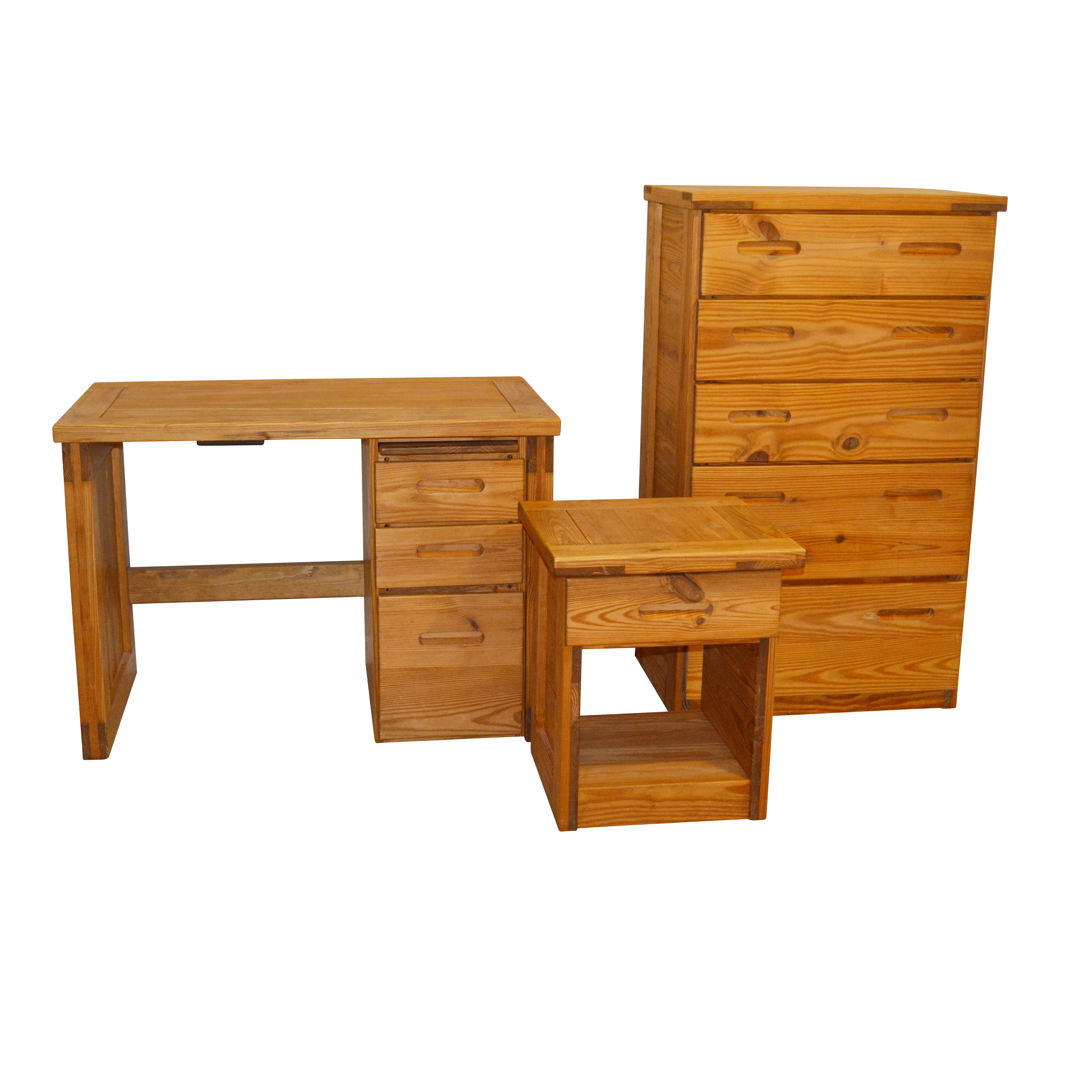 This End Up Pine Desk Chest Of Drawers And Night Stand