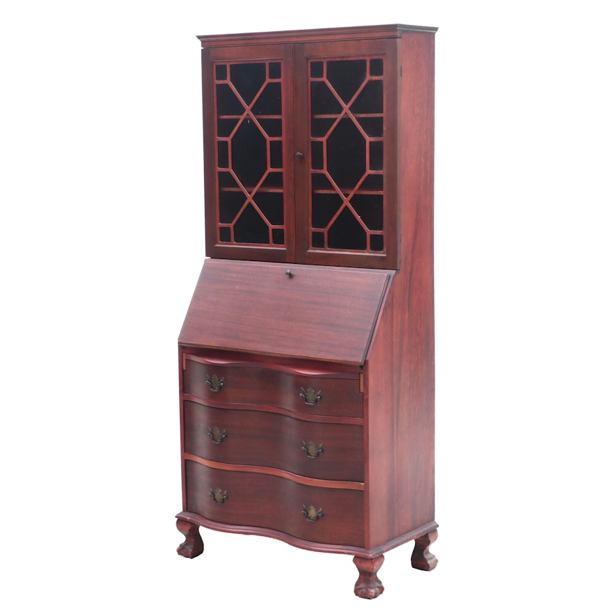 Chippendale Style R I Blauser Sons Mahogany Secretary Bookcase
