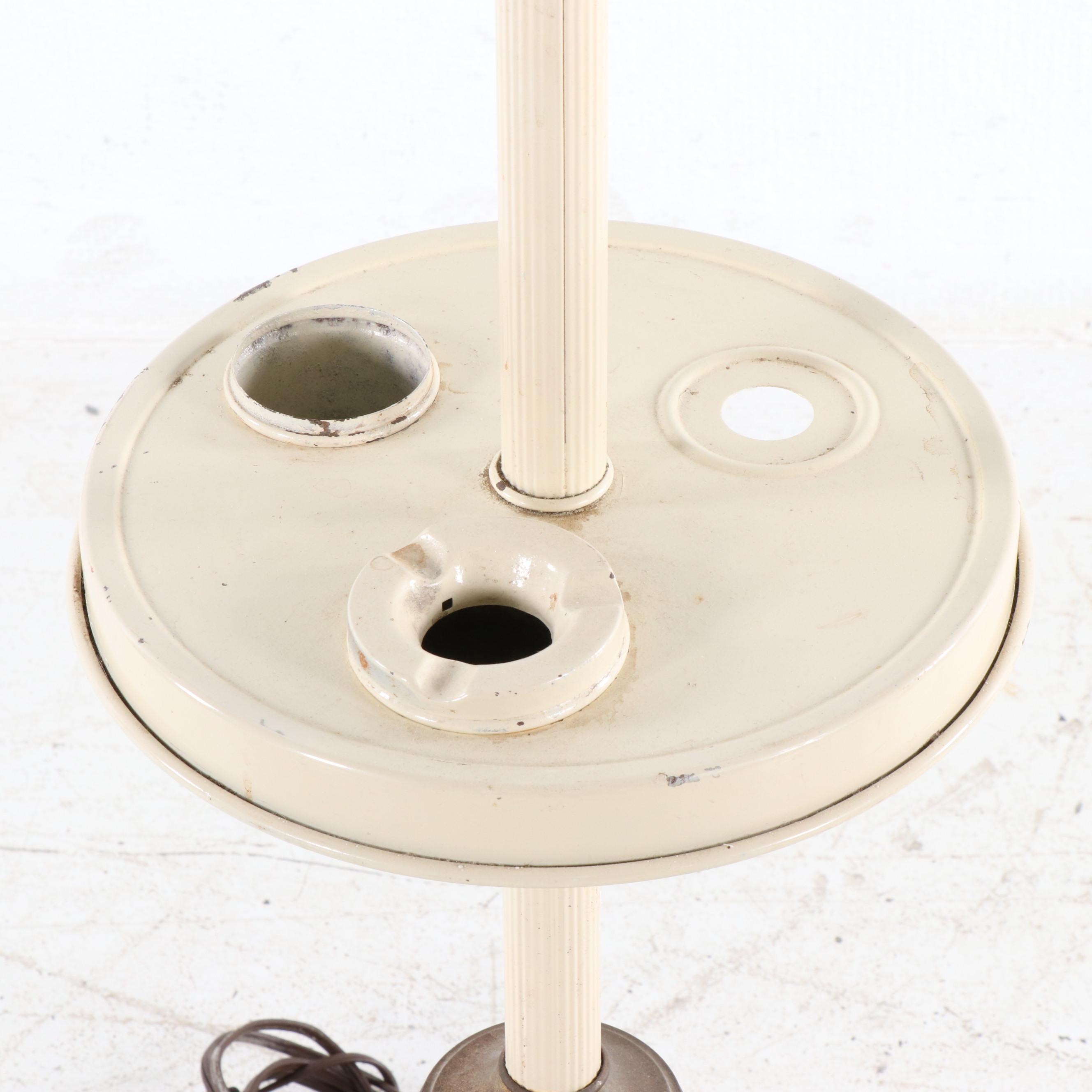 Mastercrafters Art Deco Floor Lamp with Smoking Stand and Clock, Circa