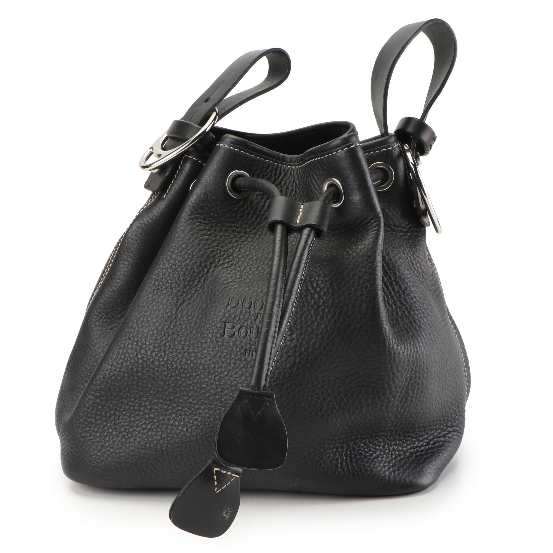 Dooney & Bourke Black Pebbled Leather Drawstring Bucket Bag EBTH