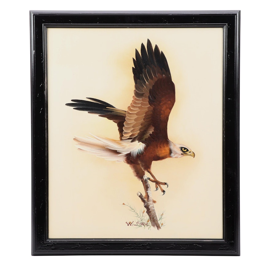 W Stack Oil Painting Of Bald Eagle