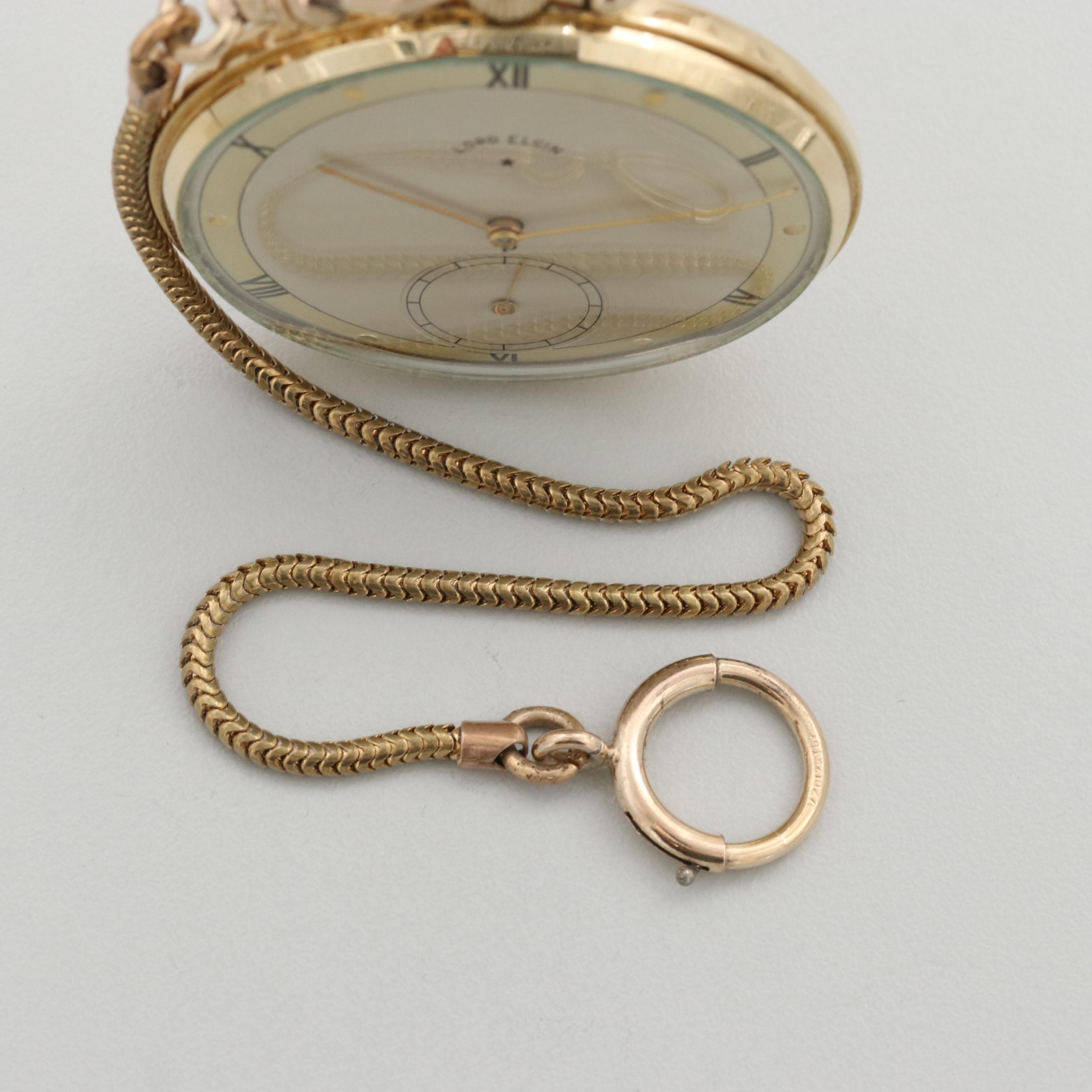Vintage Lord Elgin 14K Gold Filled Pocket Watch, 1946 EBTH