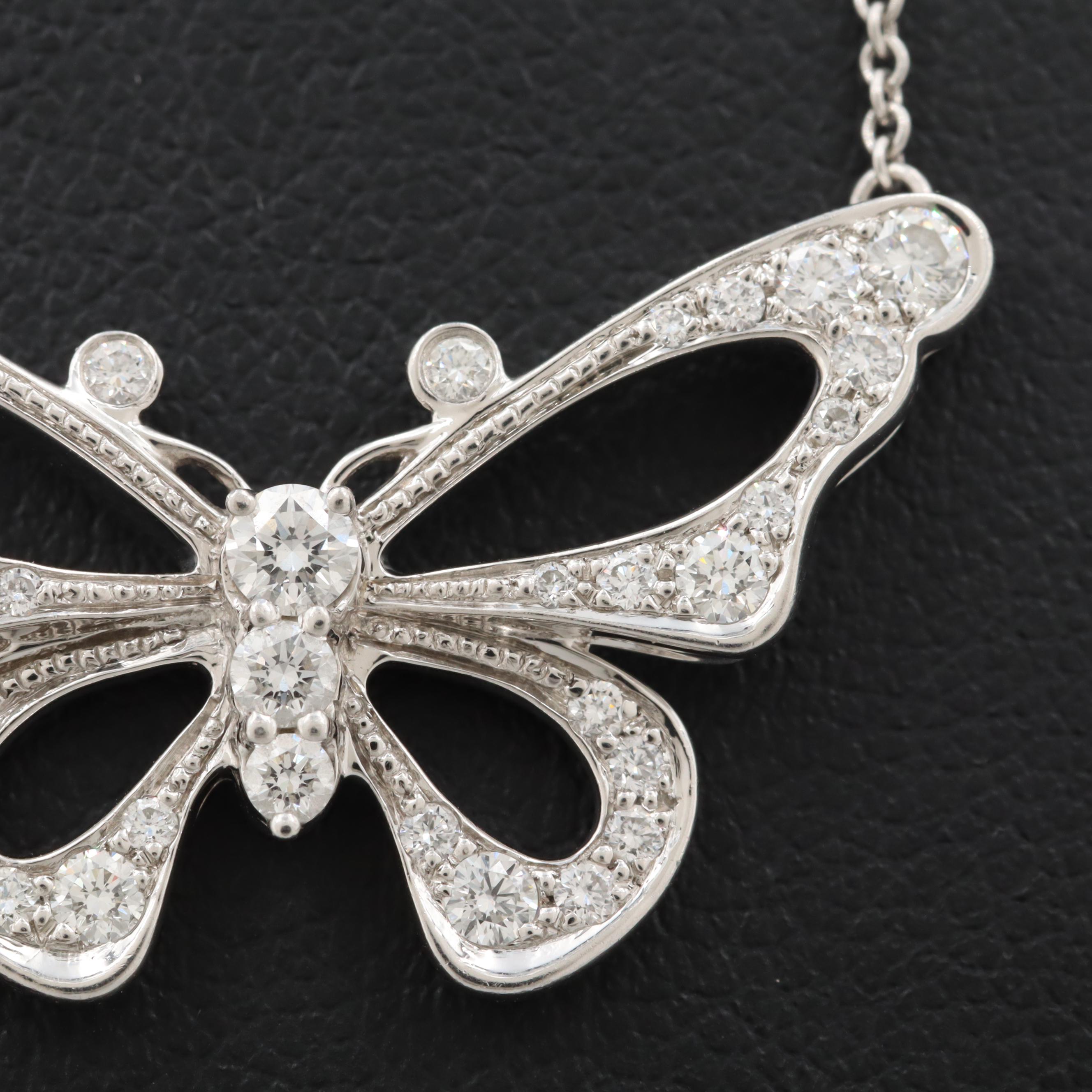 Tiffany Co Platinum Diamond Butterfly Pendant Necklace EBTH