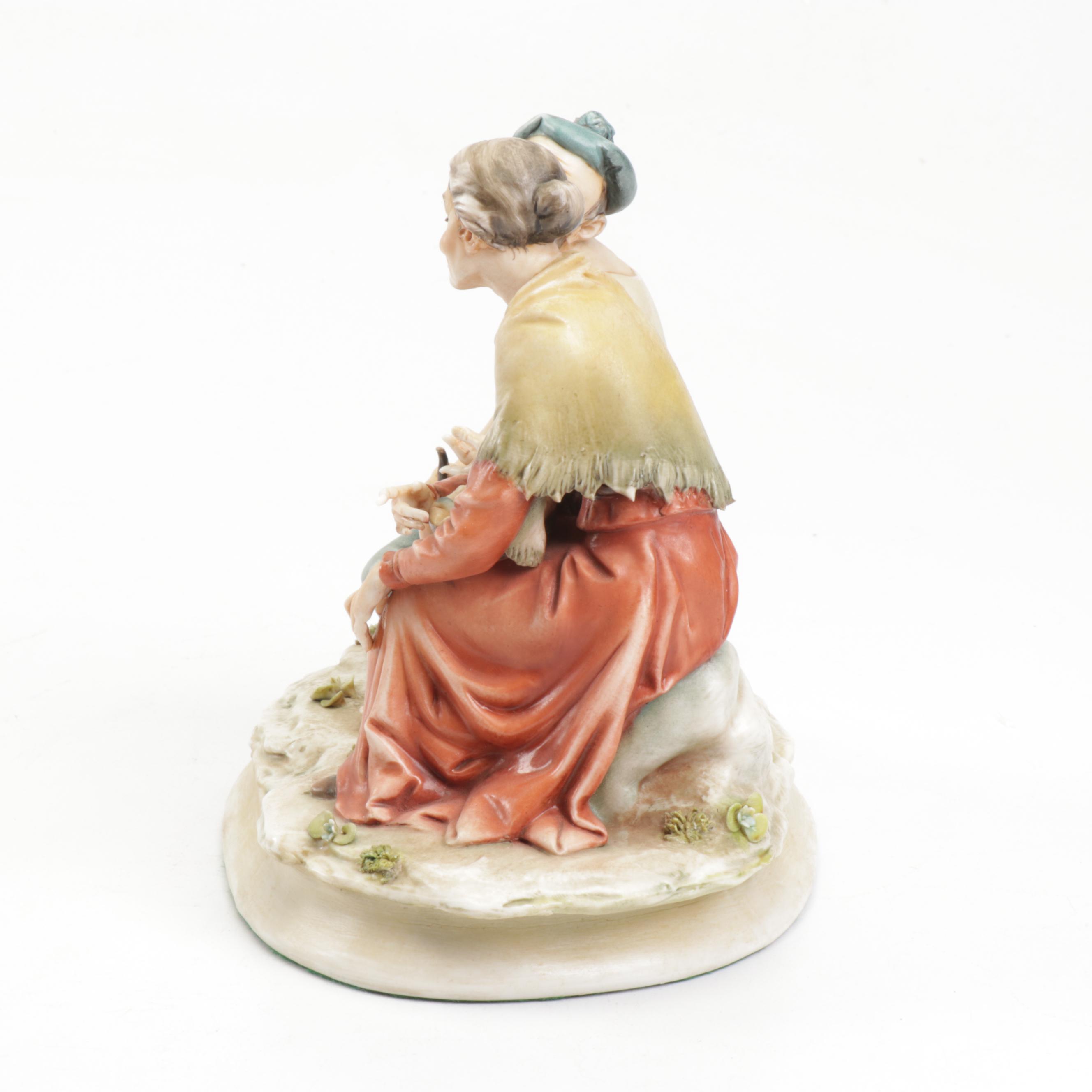 Antonio Borsato Porcelain Figurine of Seated Figurines EBTH
