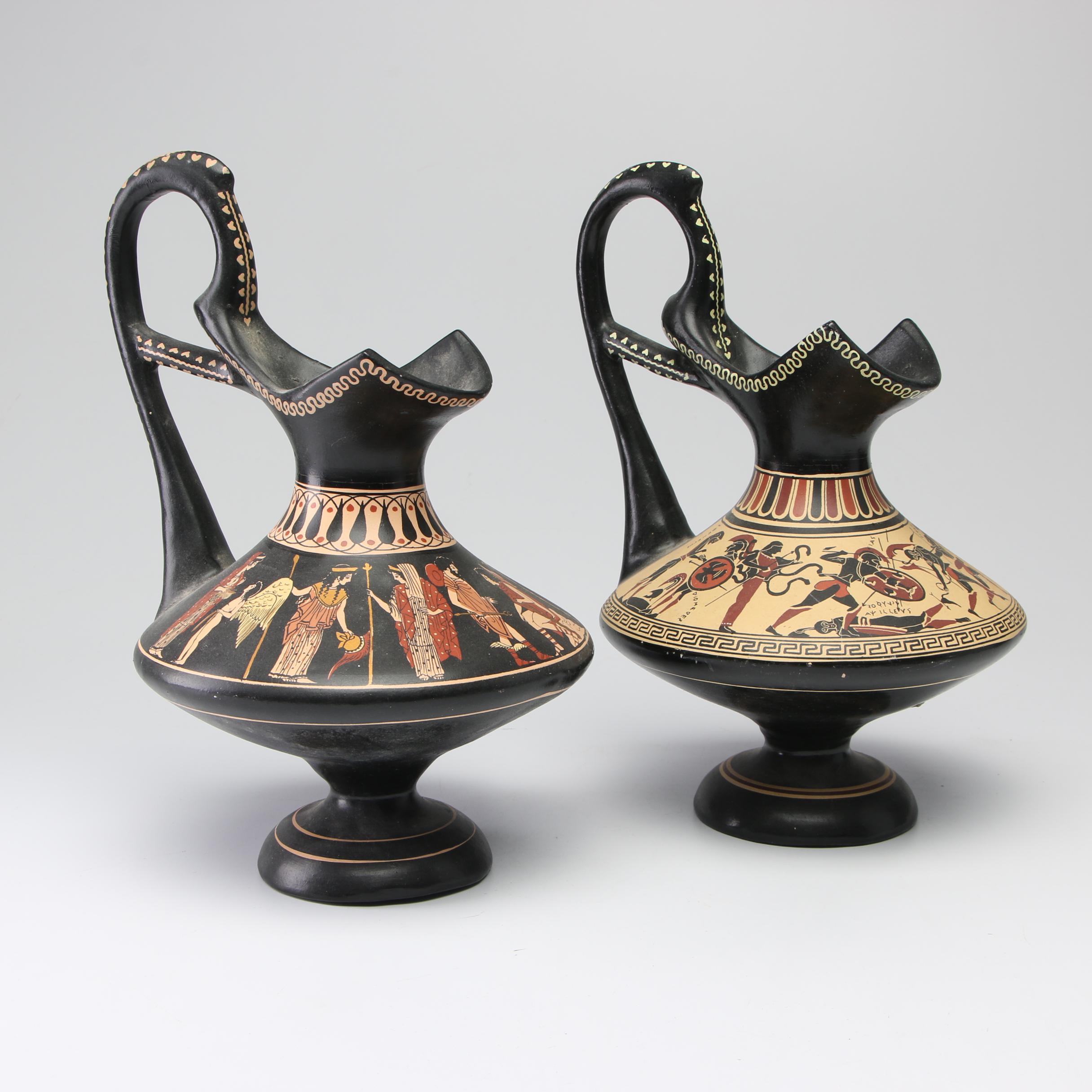 D. Vassilopoulos Greek Pottery Replica Ewers, 1960s EBTH