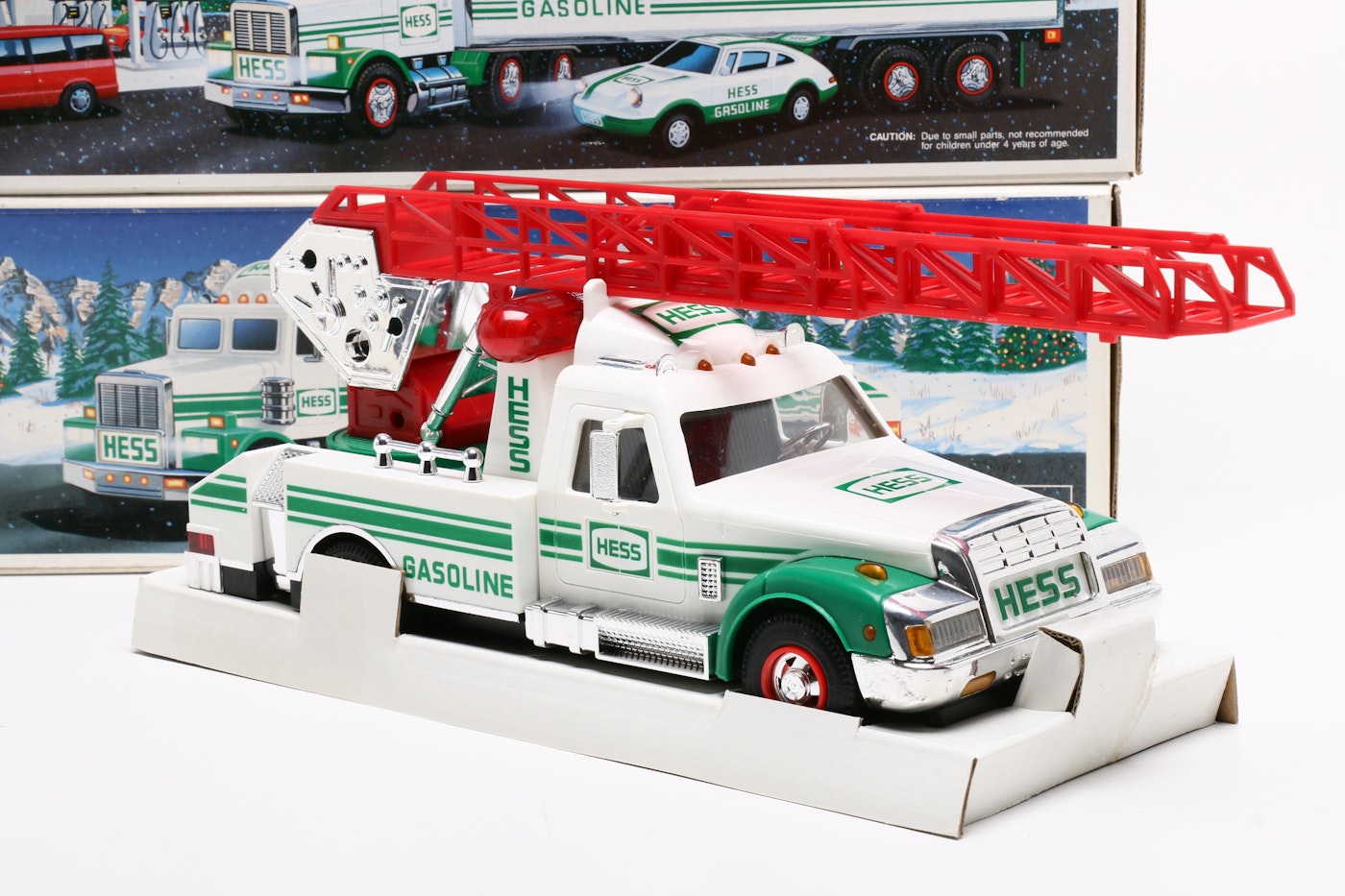 Hess Rescue Truck, Truck with Helicopter, and 18 Wheeler with Racer EBTH