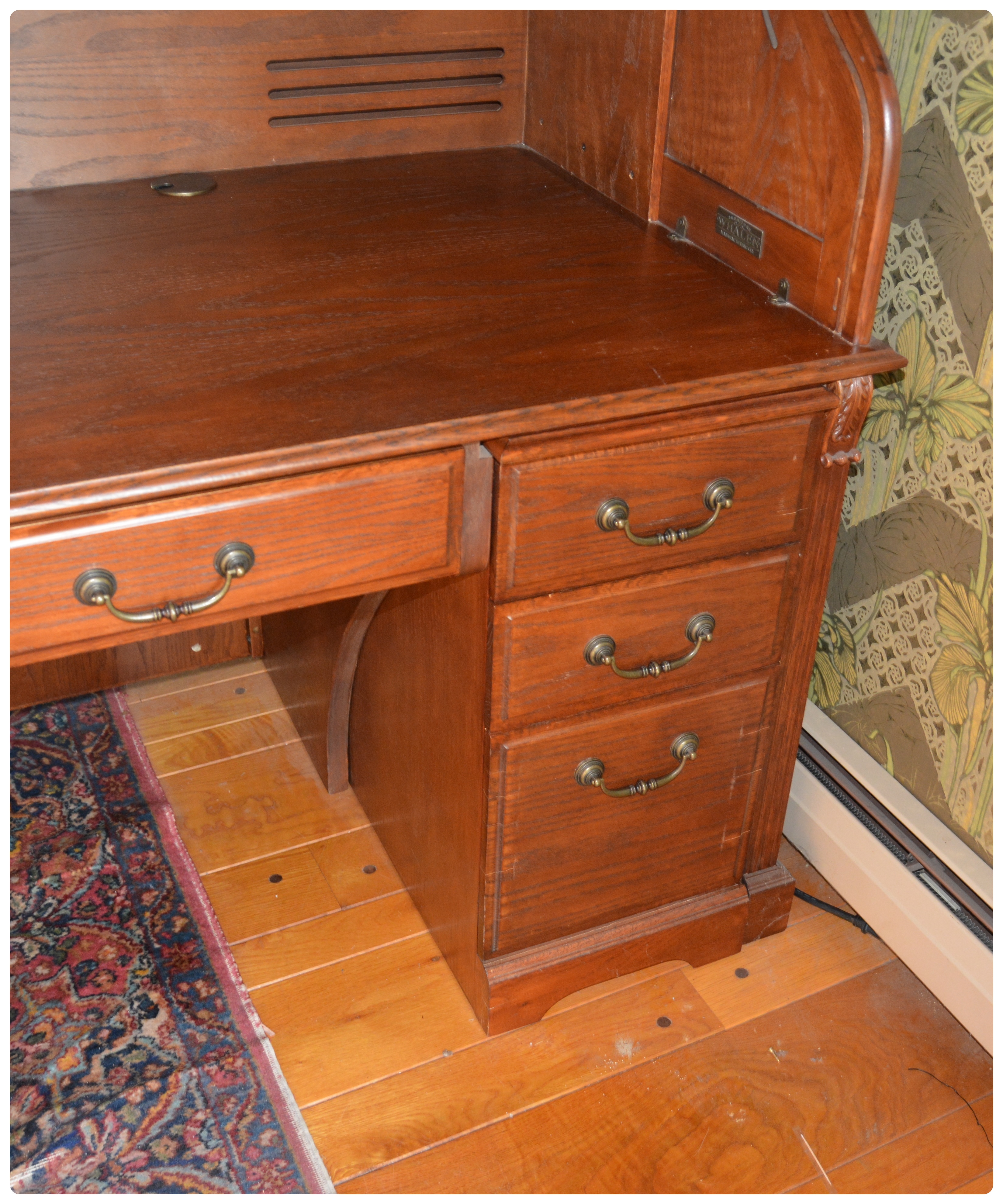 Whalen Oak RollTop Computer Desk, Contemporary EBTH