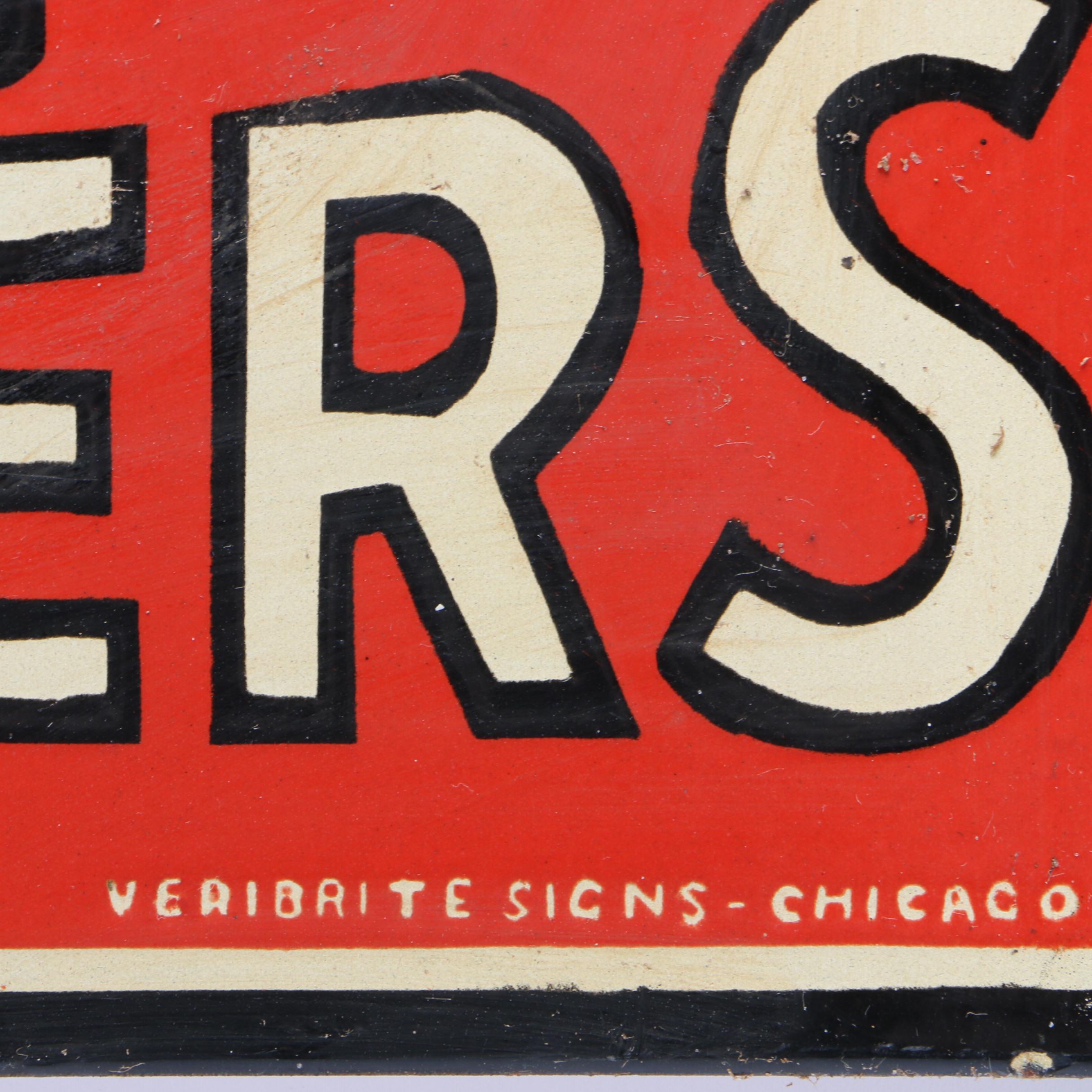 "Baugh's Fertilizer" Flange Porcelain Sign Manufactured by Veribrite, Chicago EBTH