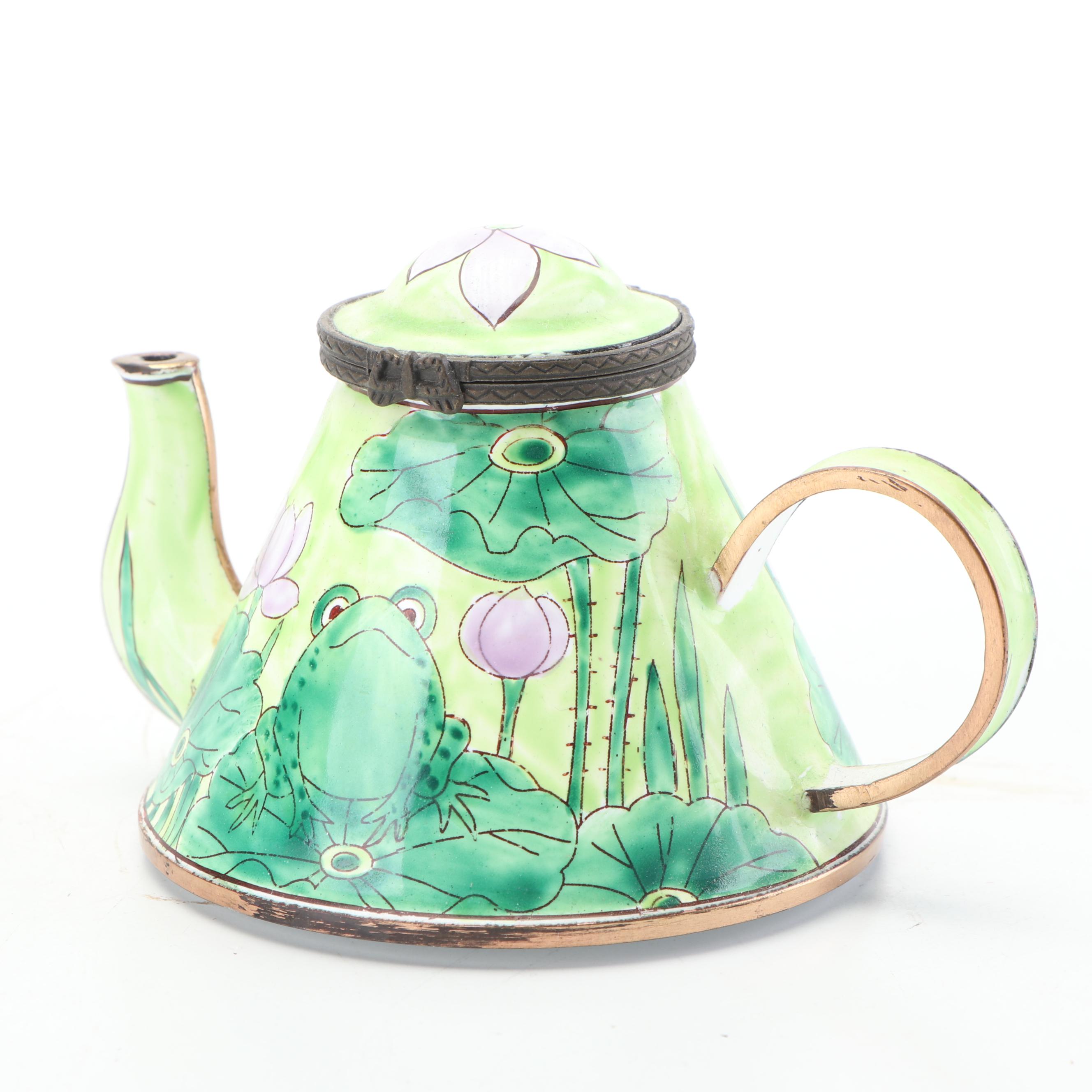 Kelvin Chen Enameled Frog Motif Miniature Teapots EBTH