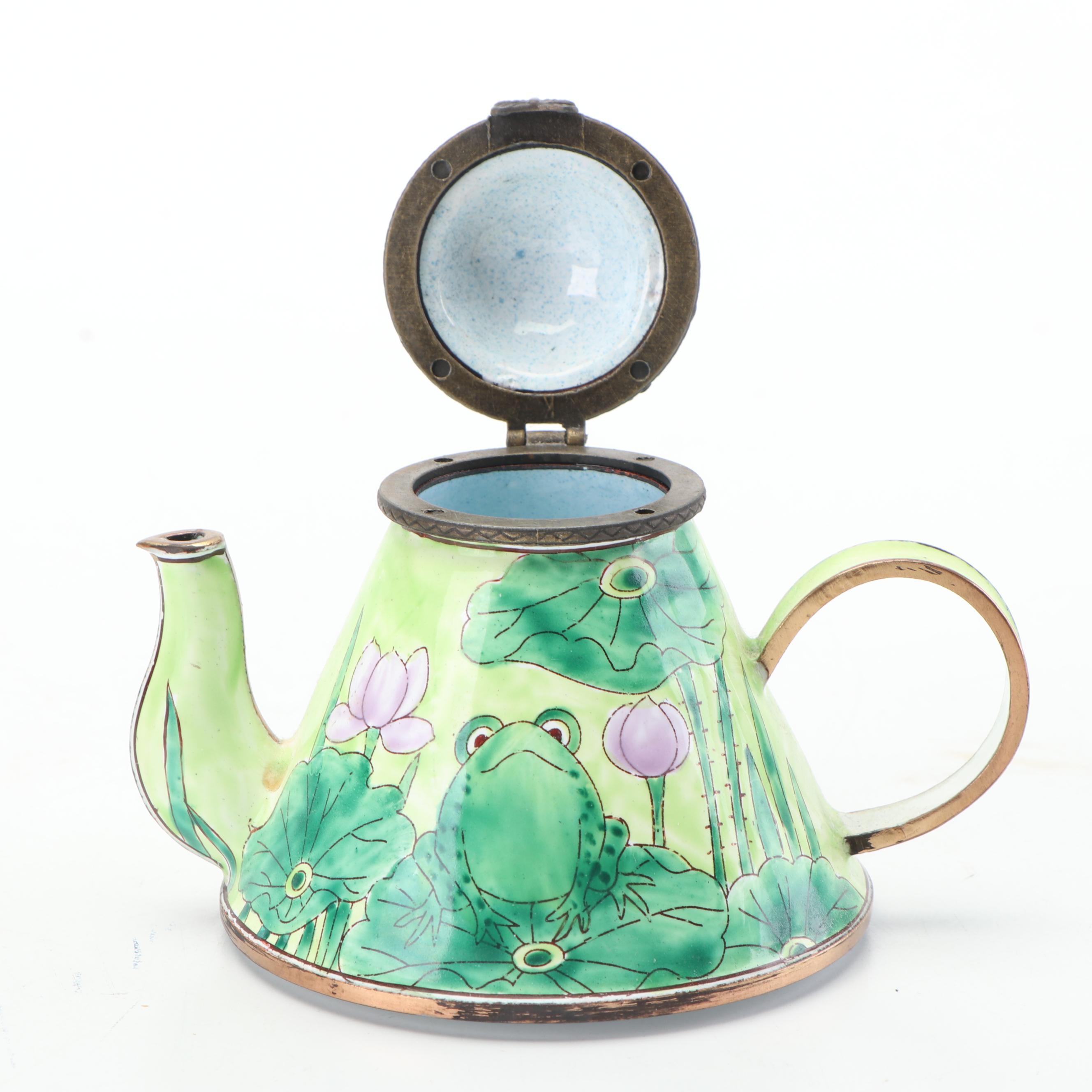 Kelvin Chen Enameled Frog Motif Miniature Teapots EBTH