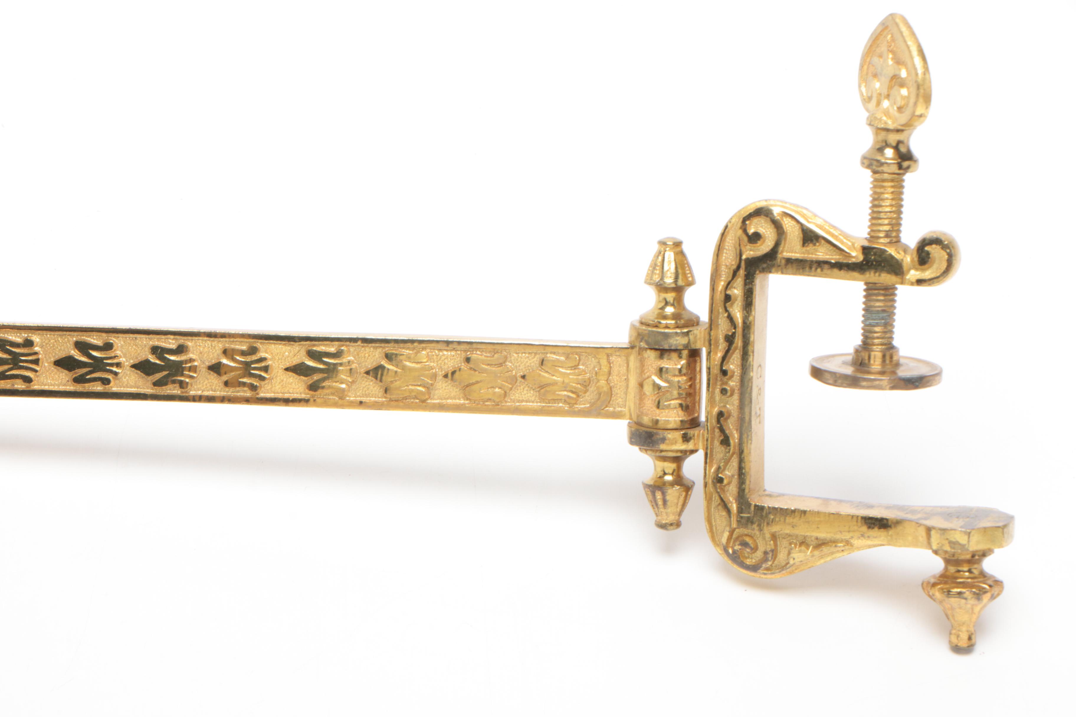 Victorian Gilt Metal ClampMounted Fire Screen Holder EBTH