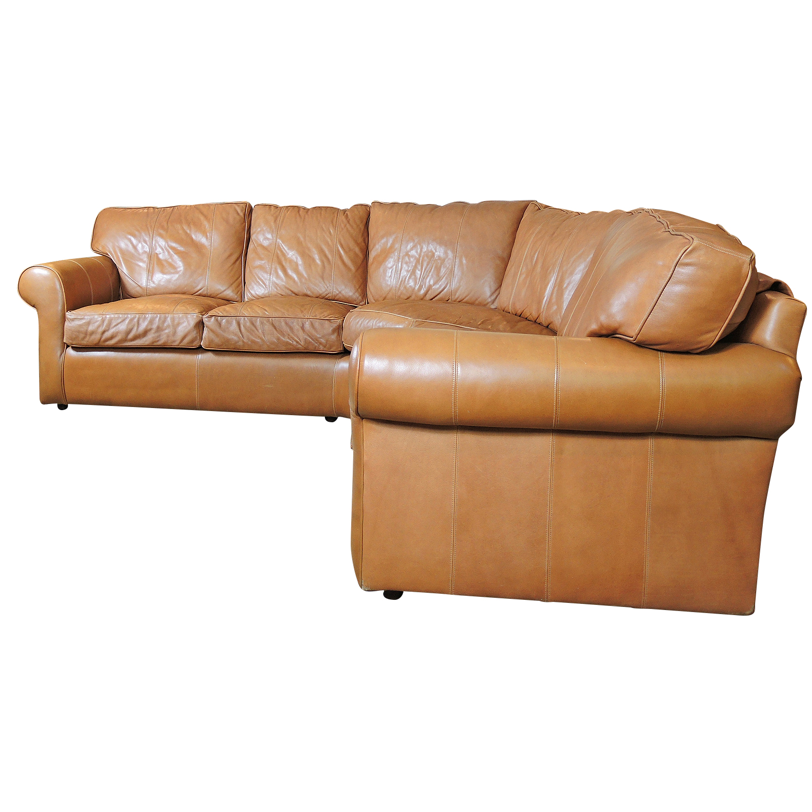 Arhaus Brown Leather Sectional Sofa, Late 20th Century EBTH