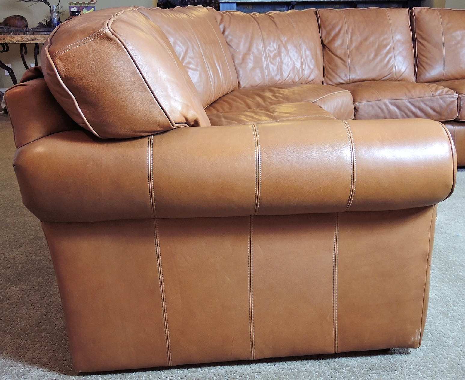 Arhaus Brown Leather Sectional Sofa, Late 20th Century EBTH