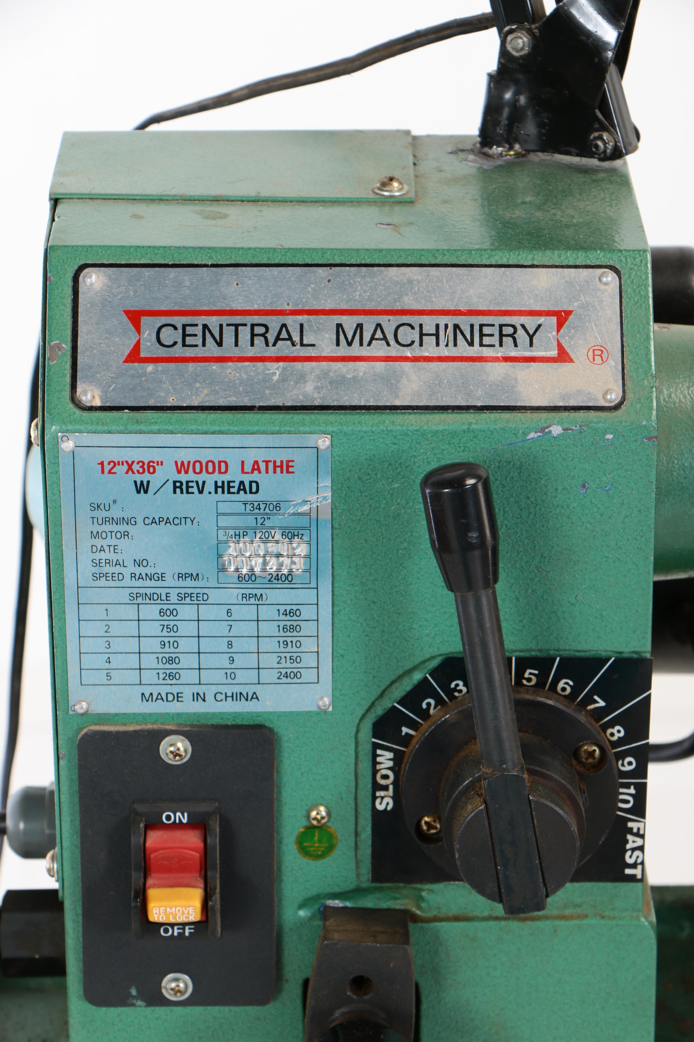 Central Machinery T34706 Variable Speed Wood Lathe EBTH