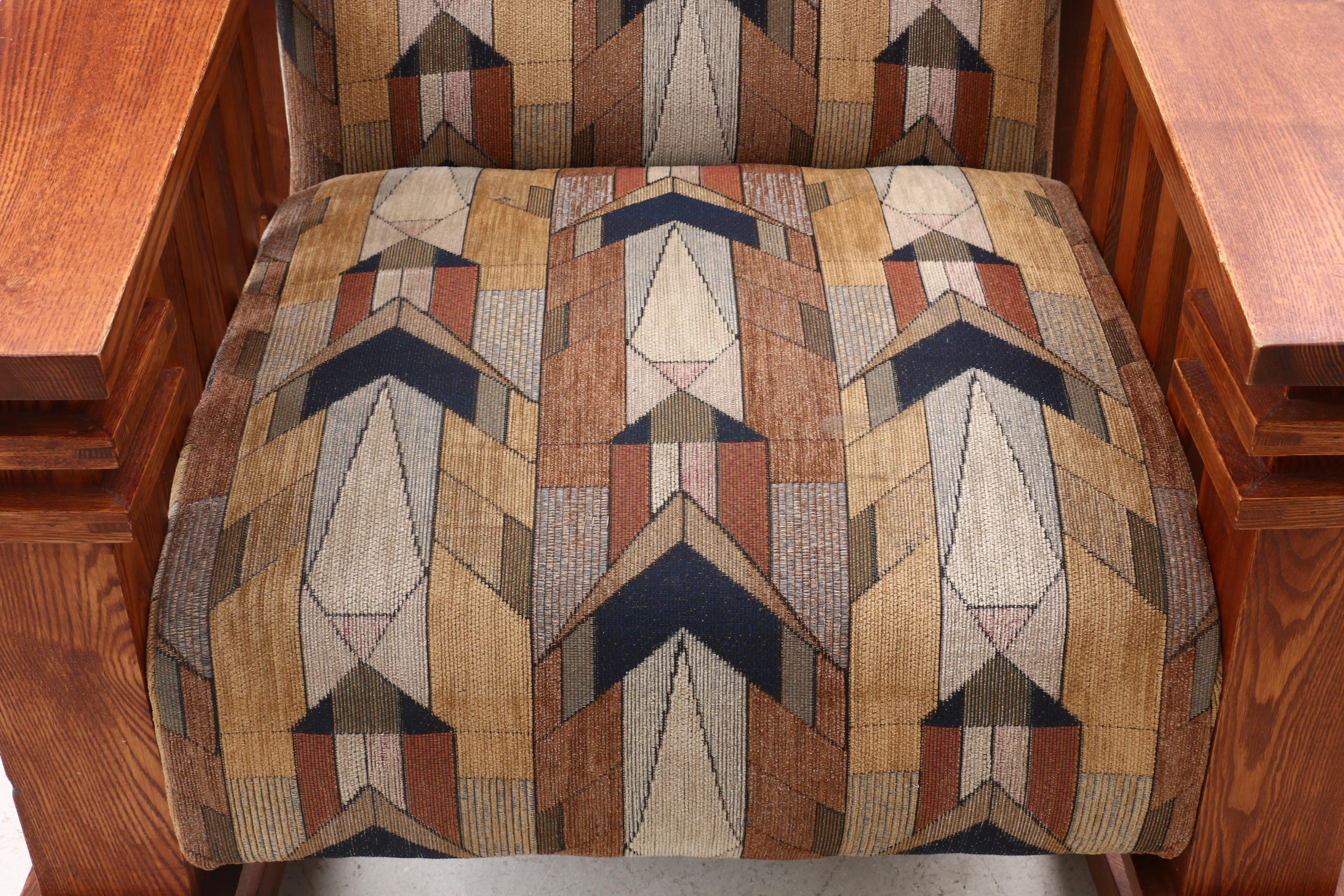Mission Style Oak Upholstered Rocking Chair | EBTH