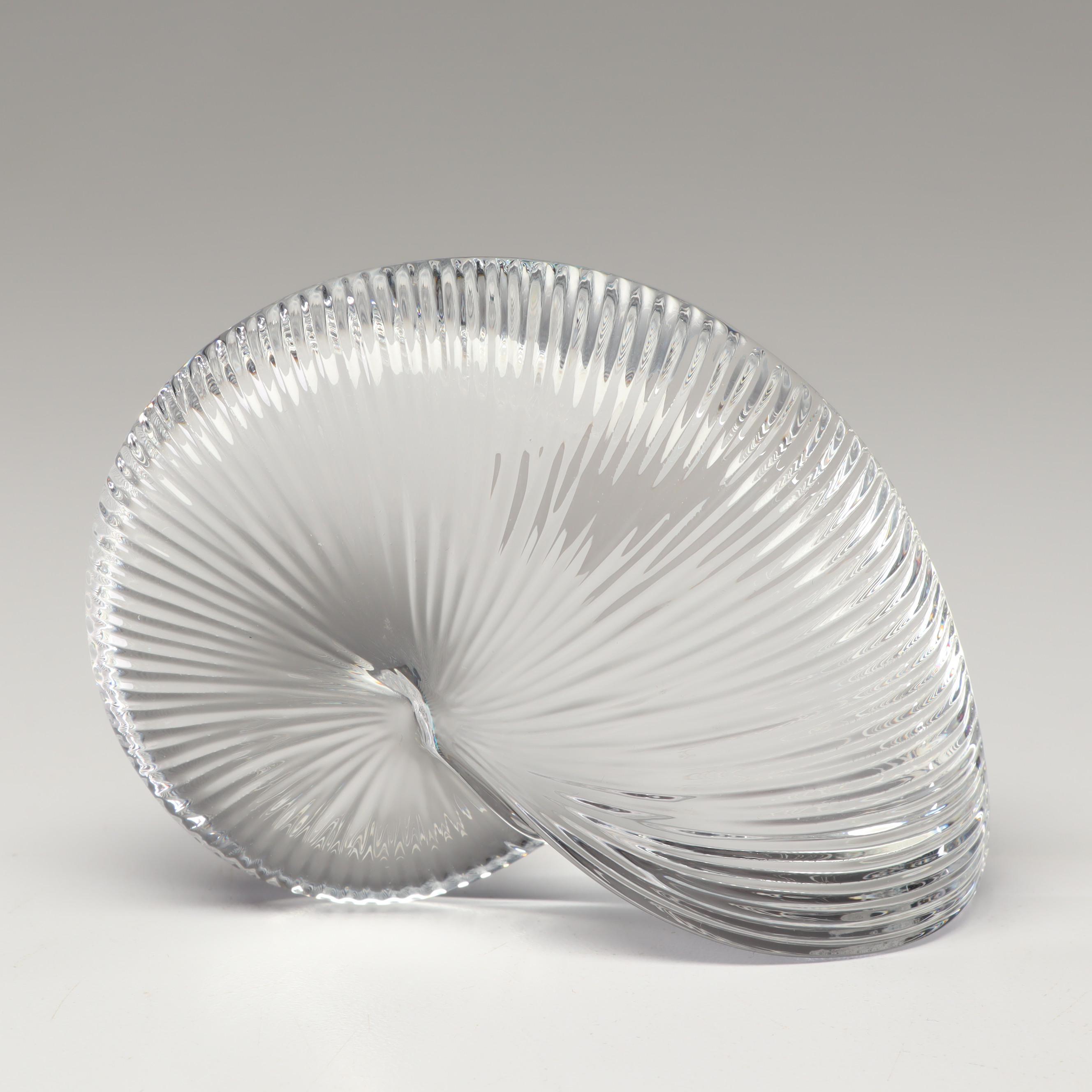 Baccarat Crystal Nautilus Shell Paperweight EBTH
