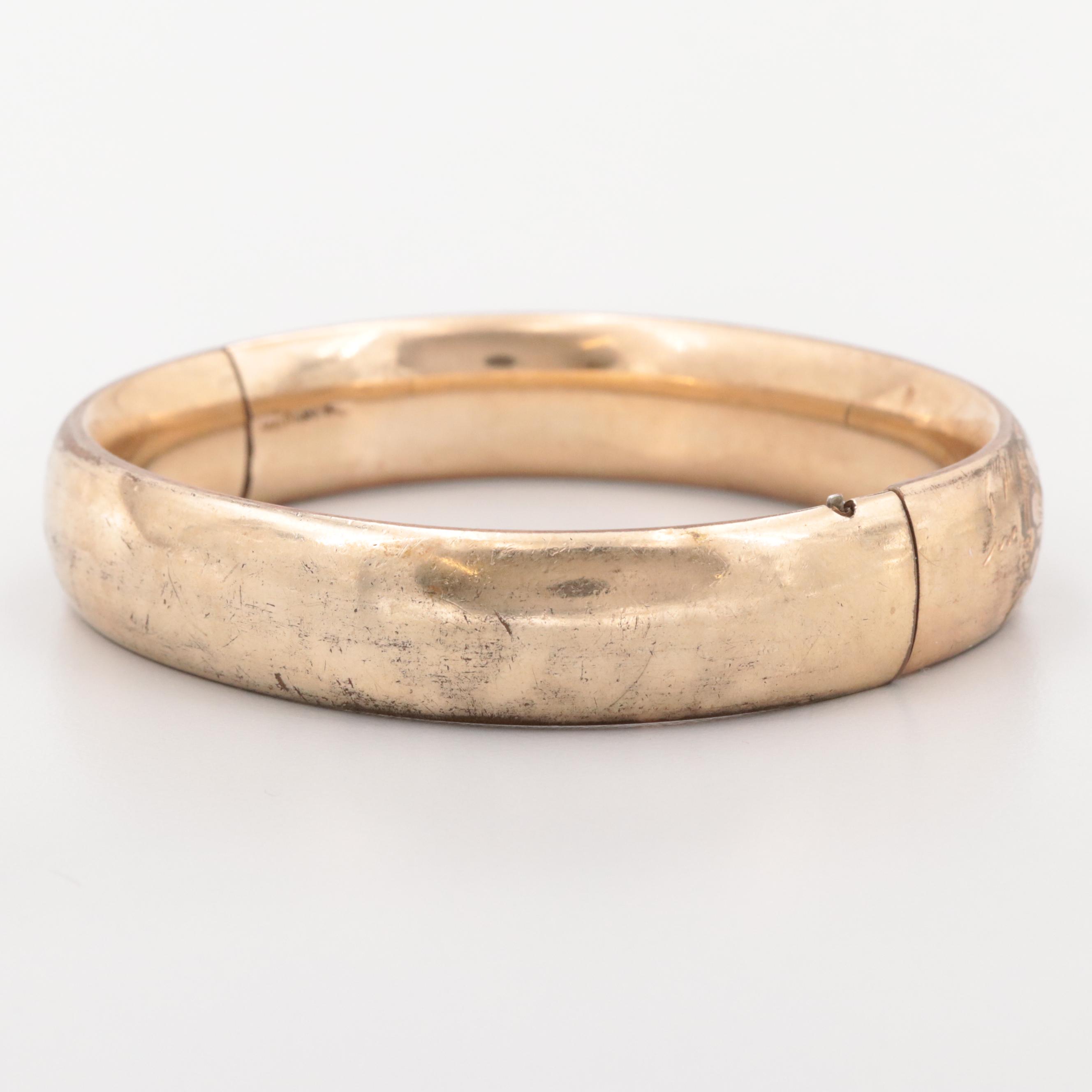 Vintage 10K Gold Fill Hinged Bangle Bracelet EBTH