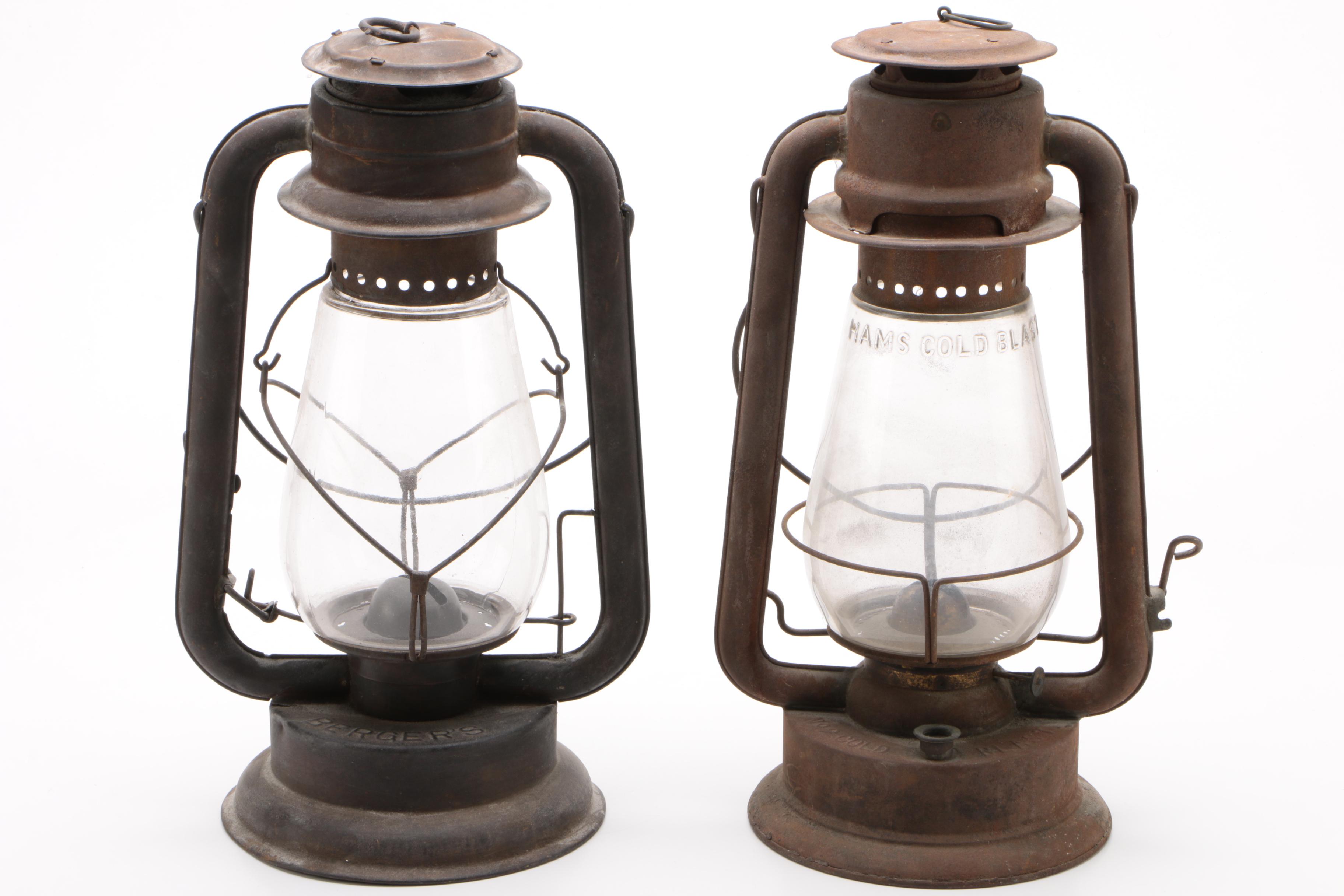 C. T. Ham No. 2 Cold Blast Lanterns with Berger's No. 2 Lantern, Early