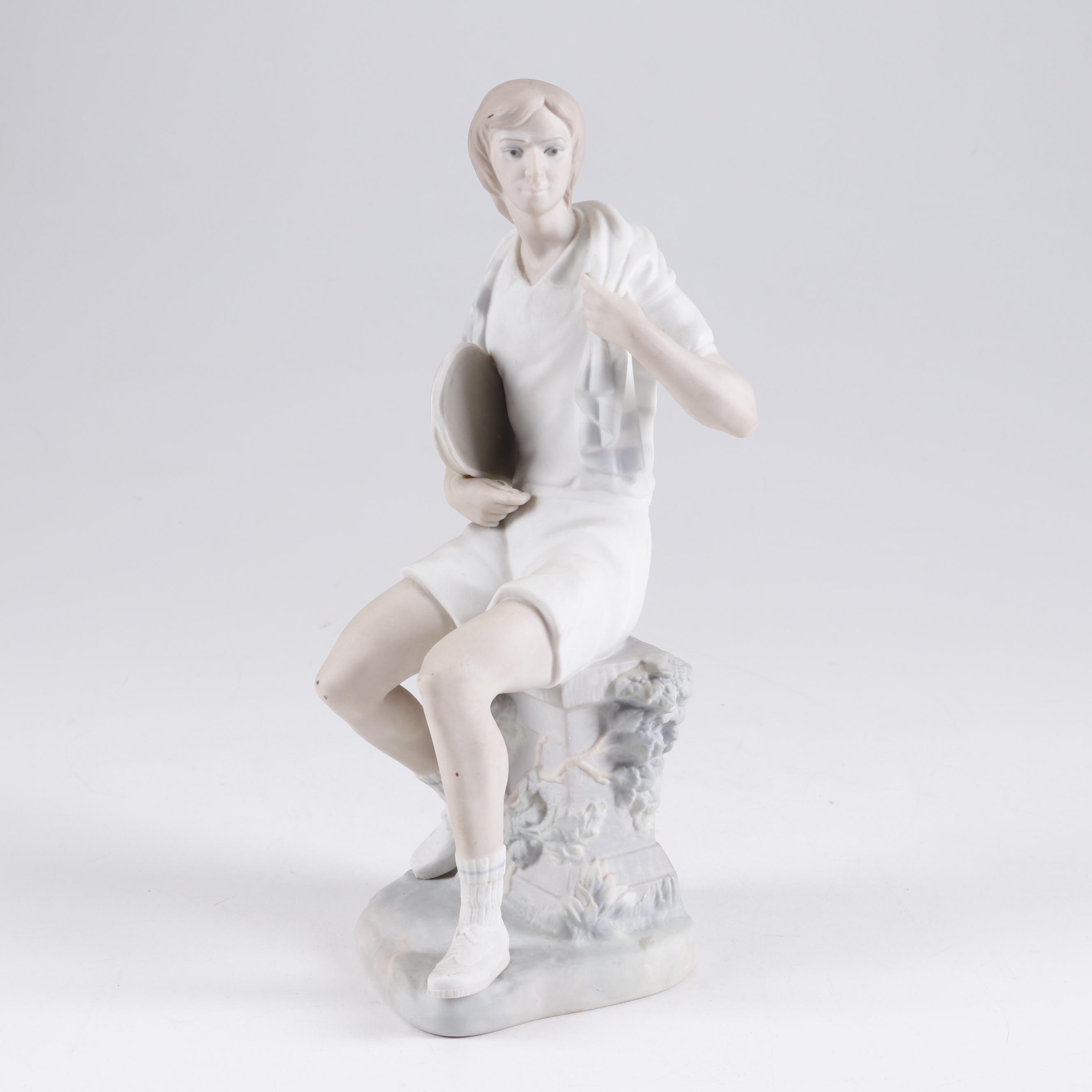 Lladro Porcelain and Bisque "Boy Tennis Player" Figurines EBTH
