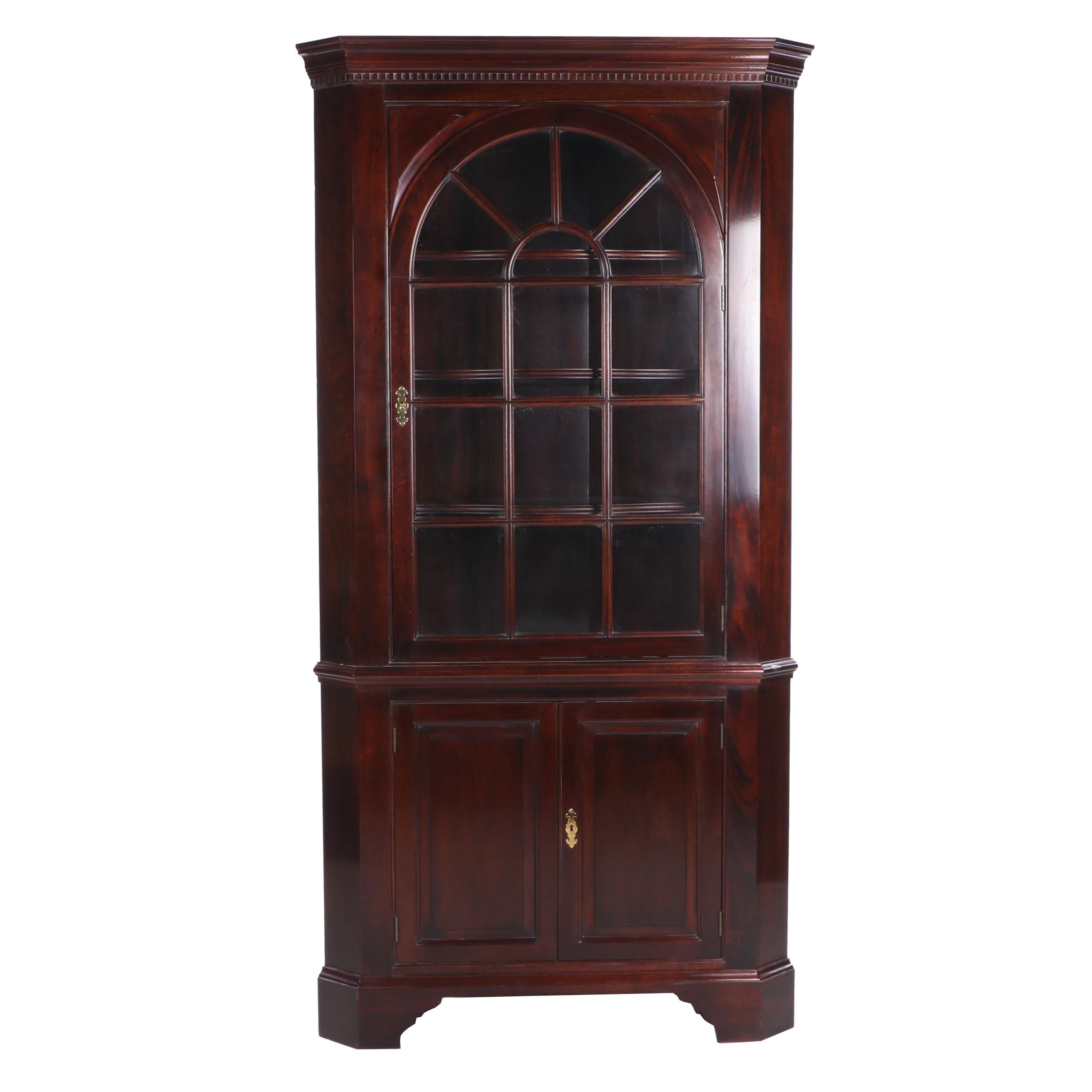 Stickley Federal Style Mahogany Corner China Cabinet Contemporary