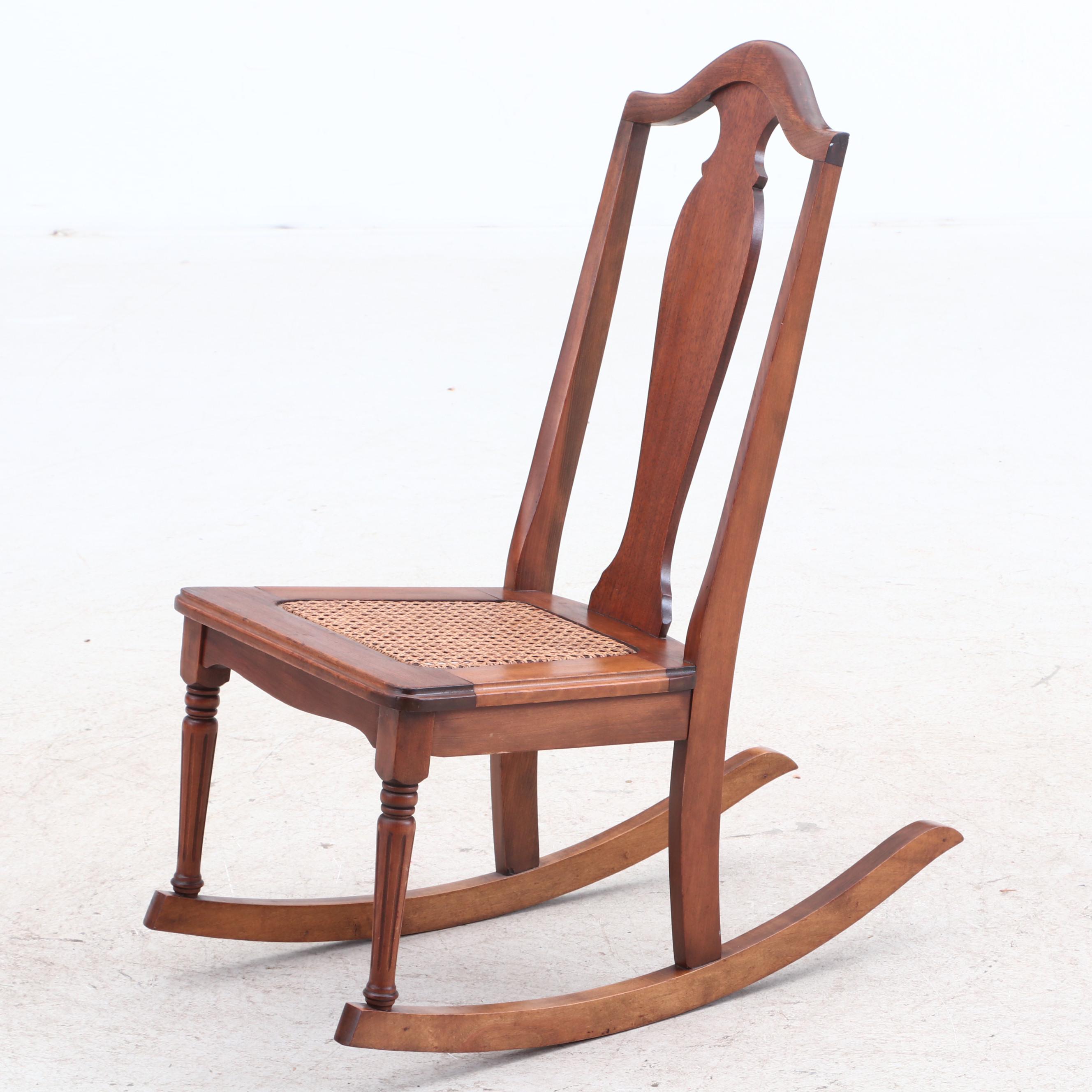 Colonial Style Walnut Finished Gumwood Side and Rocking Chair | EBTH