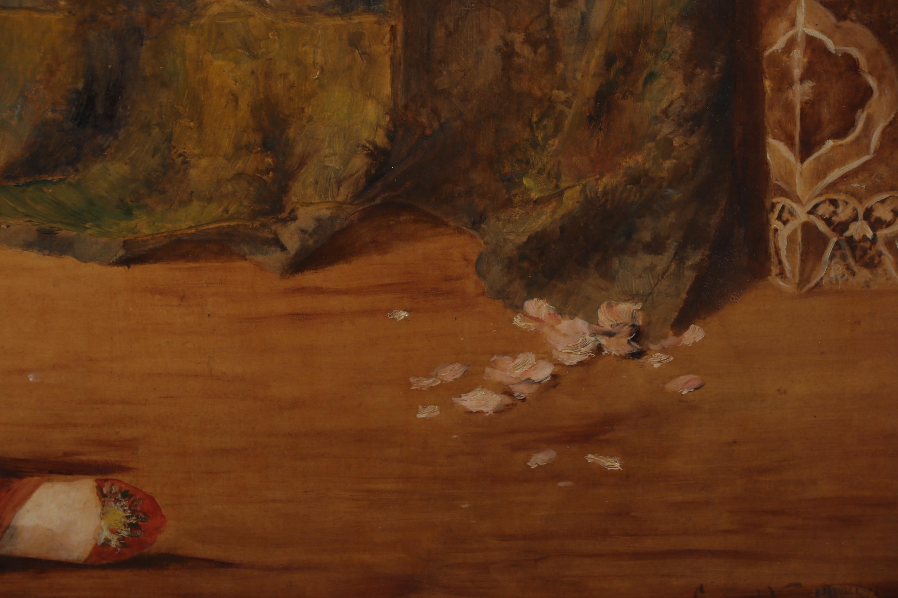 Conrad Kiesel Oil Painting of Lute Player, Circa 1897 EBTH